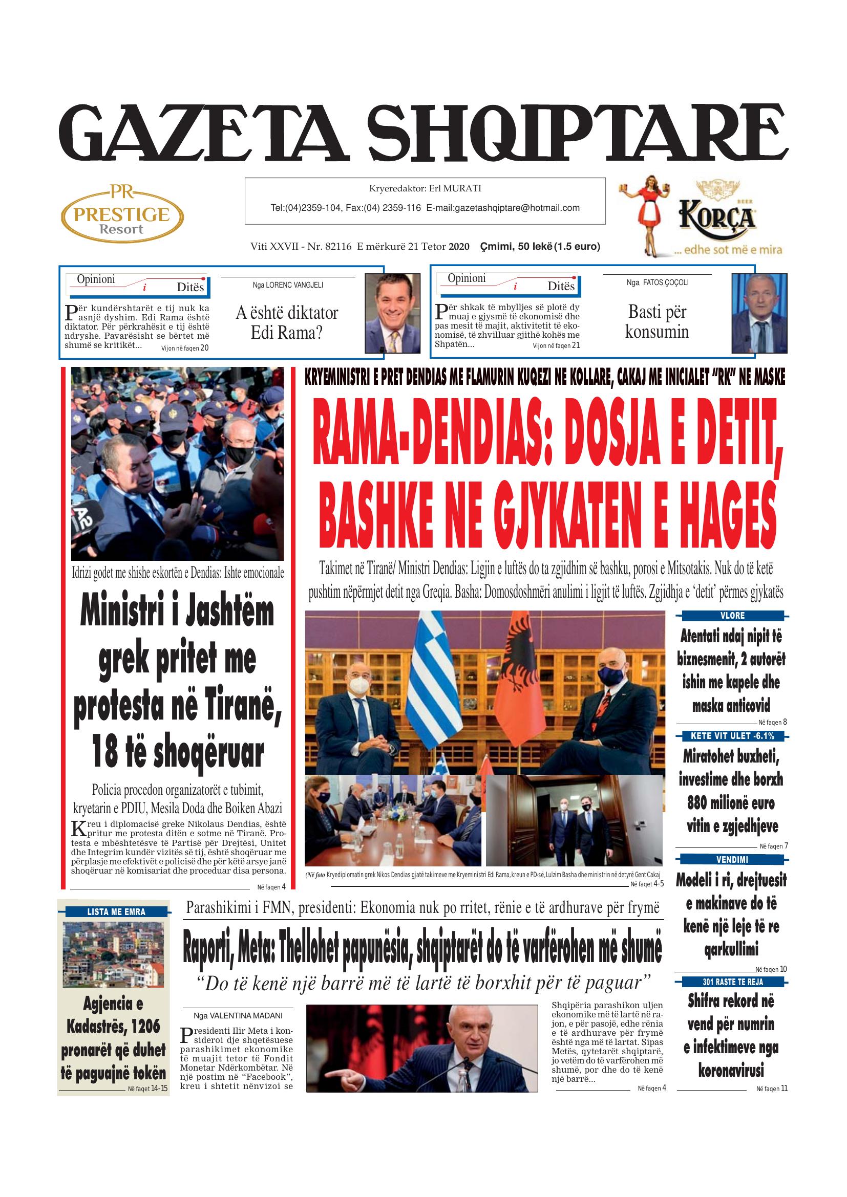 Gazeta Shqiptare 2020-10-21