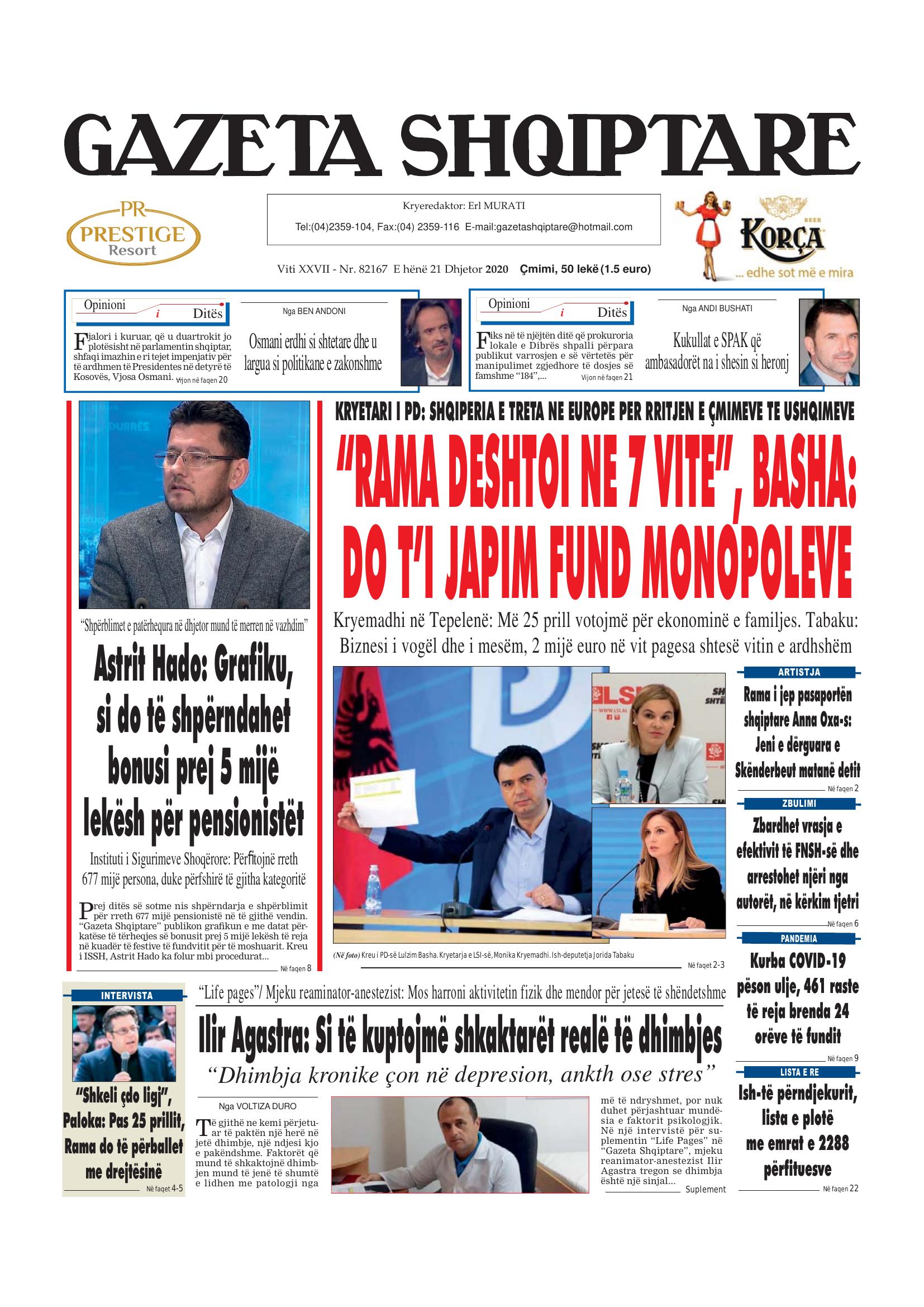 Gazeta Shqiptare 2020-12-21