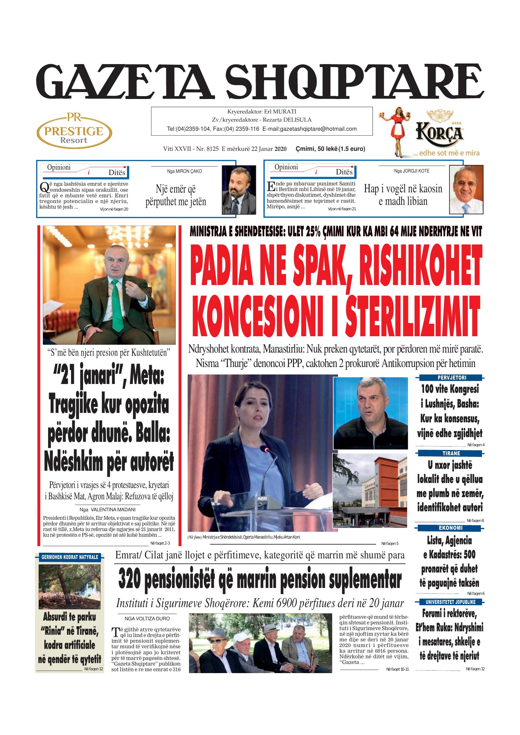 Gazeta Shqiptare 2020-01-22