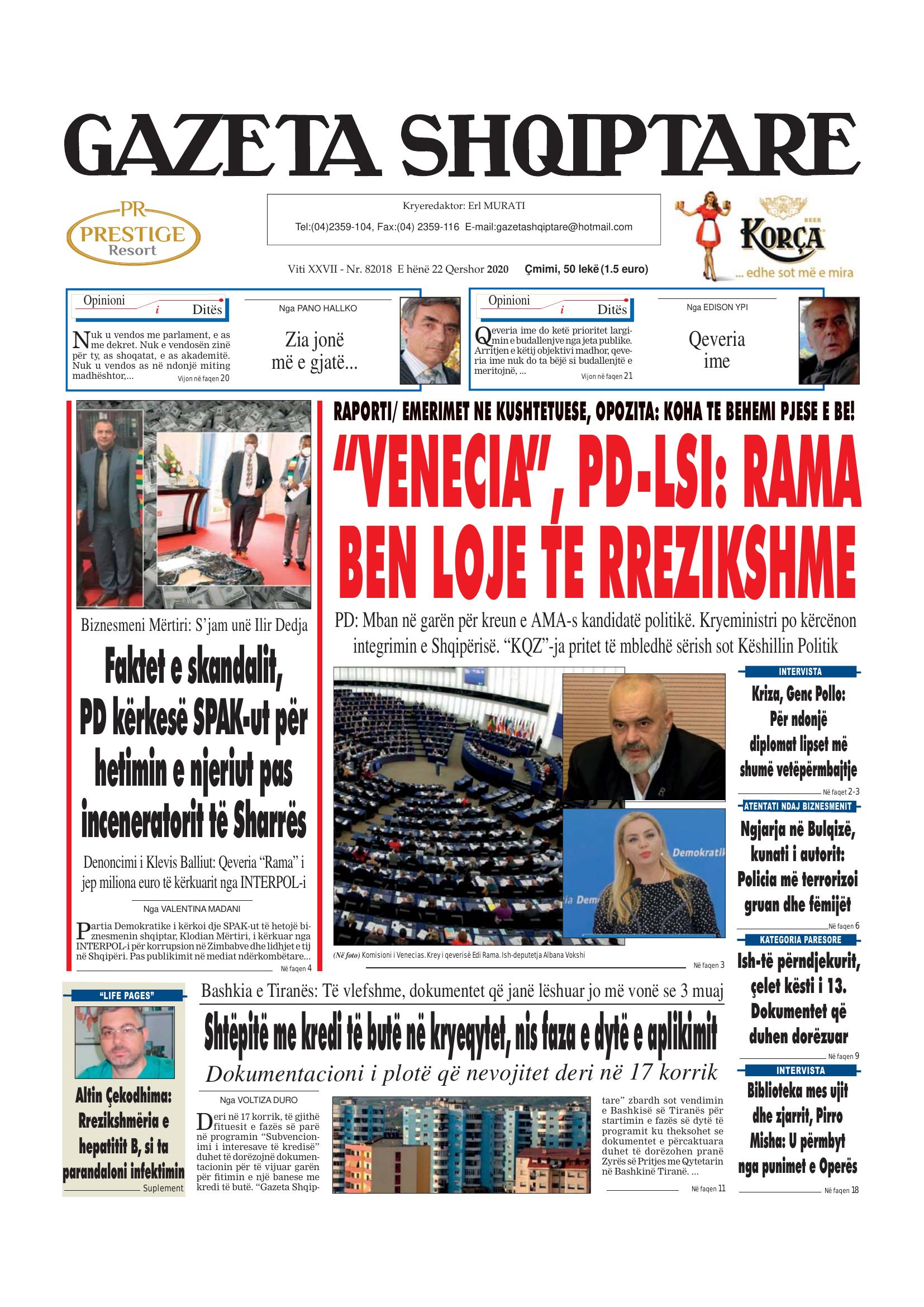 Gazeta Shqiptare 2020-06-22