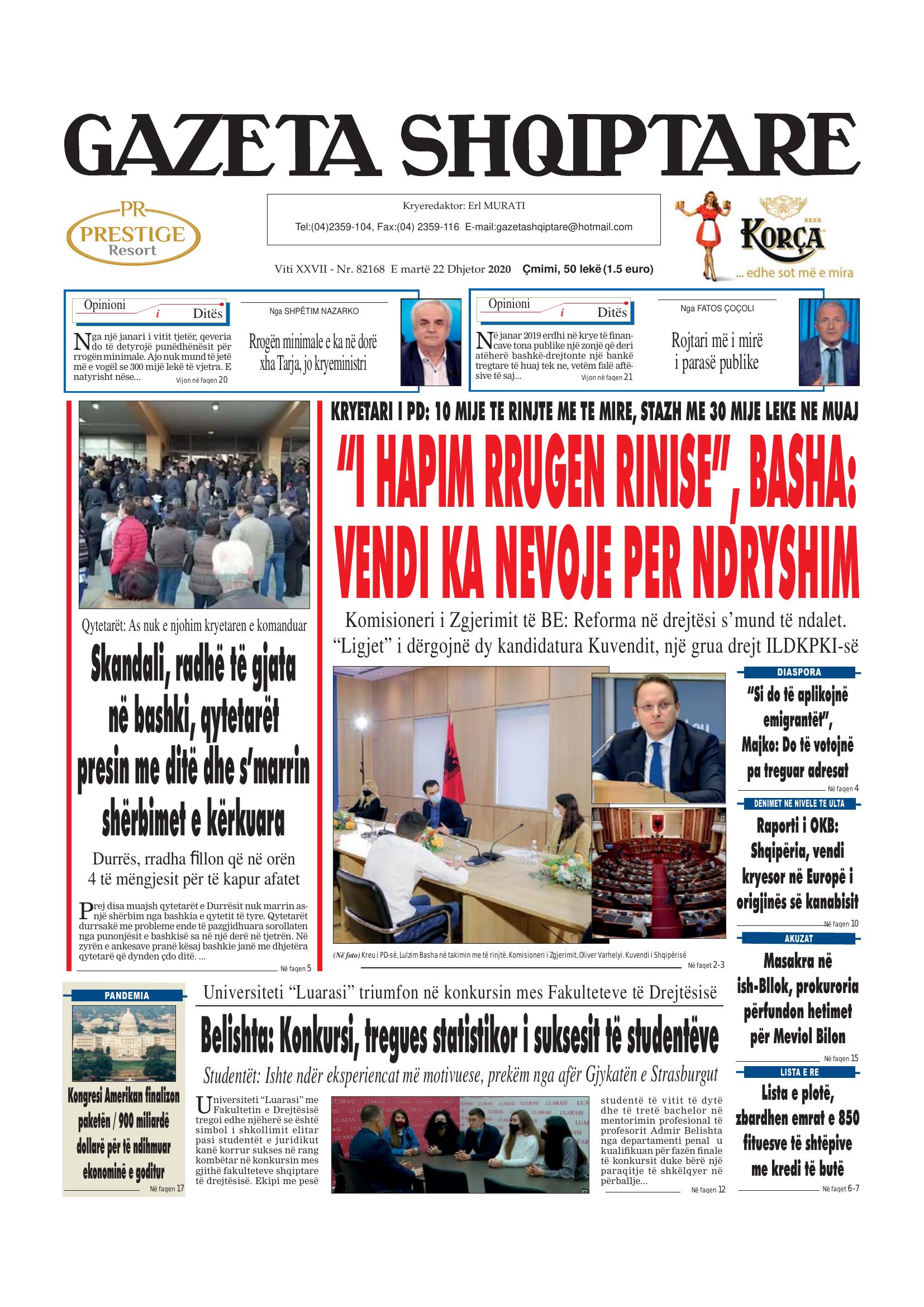 Gazeta Shqiptare 2020-12-22