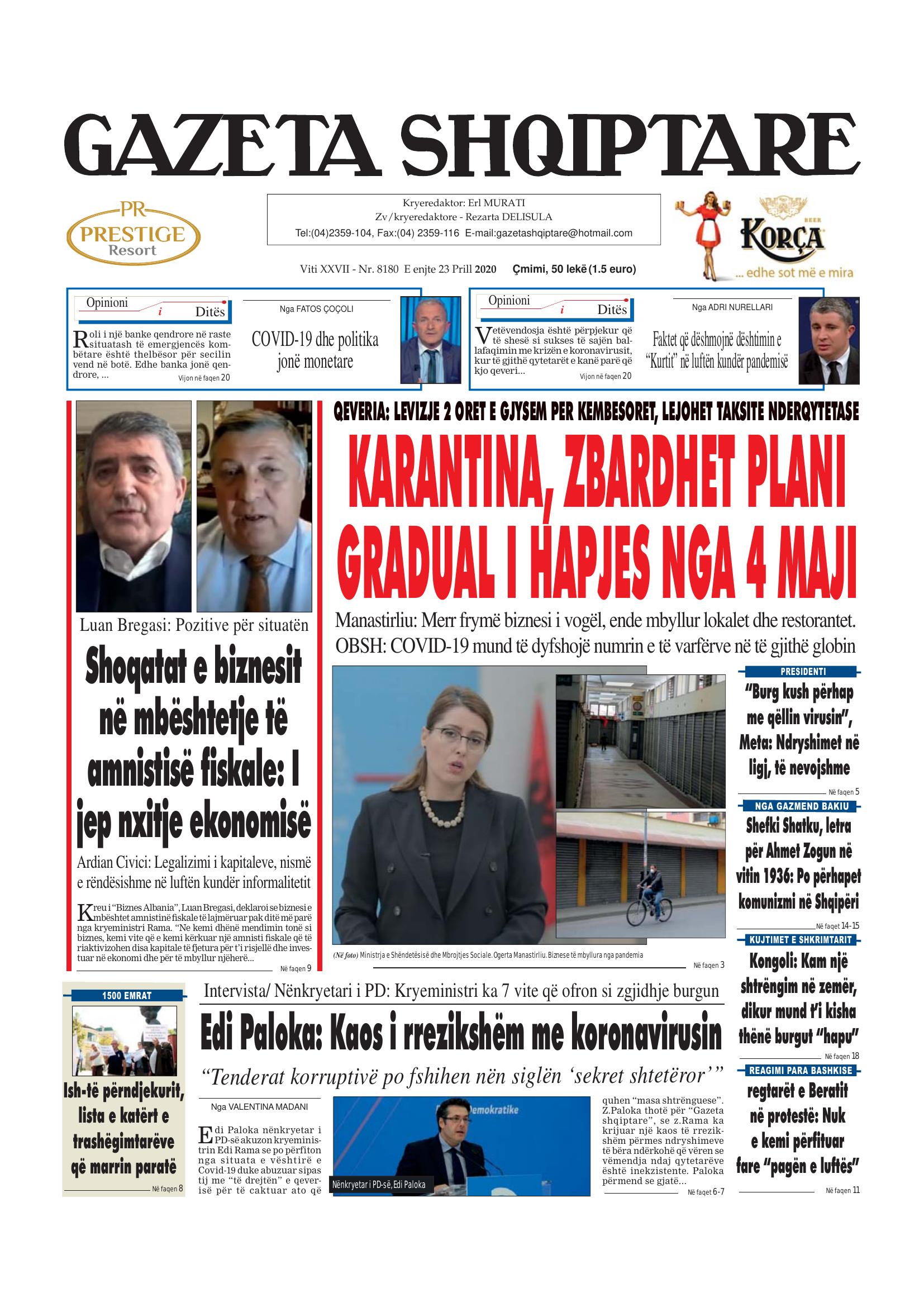 Gazeta Shqiptare 2020-04-23