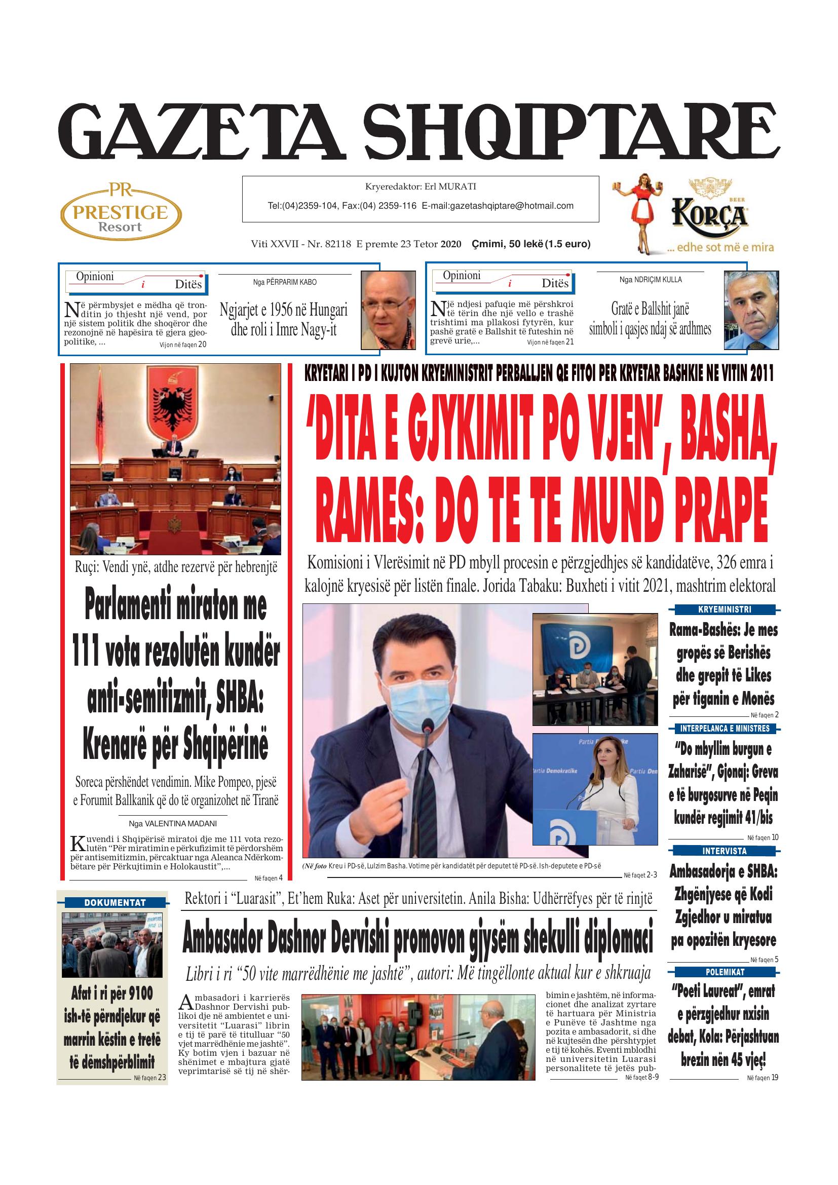 Gazeta Shqiptare 2020-10-23