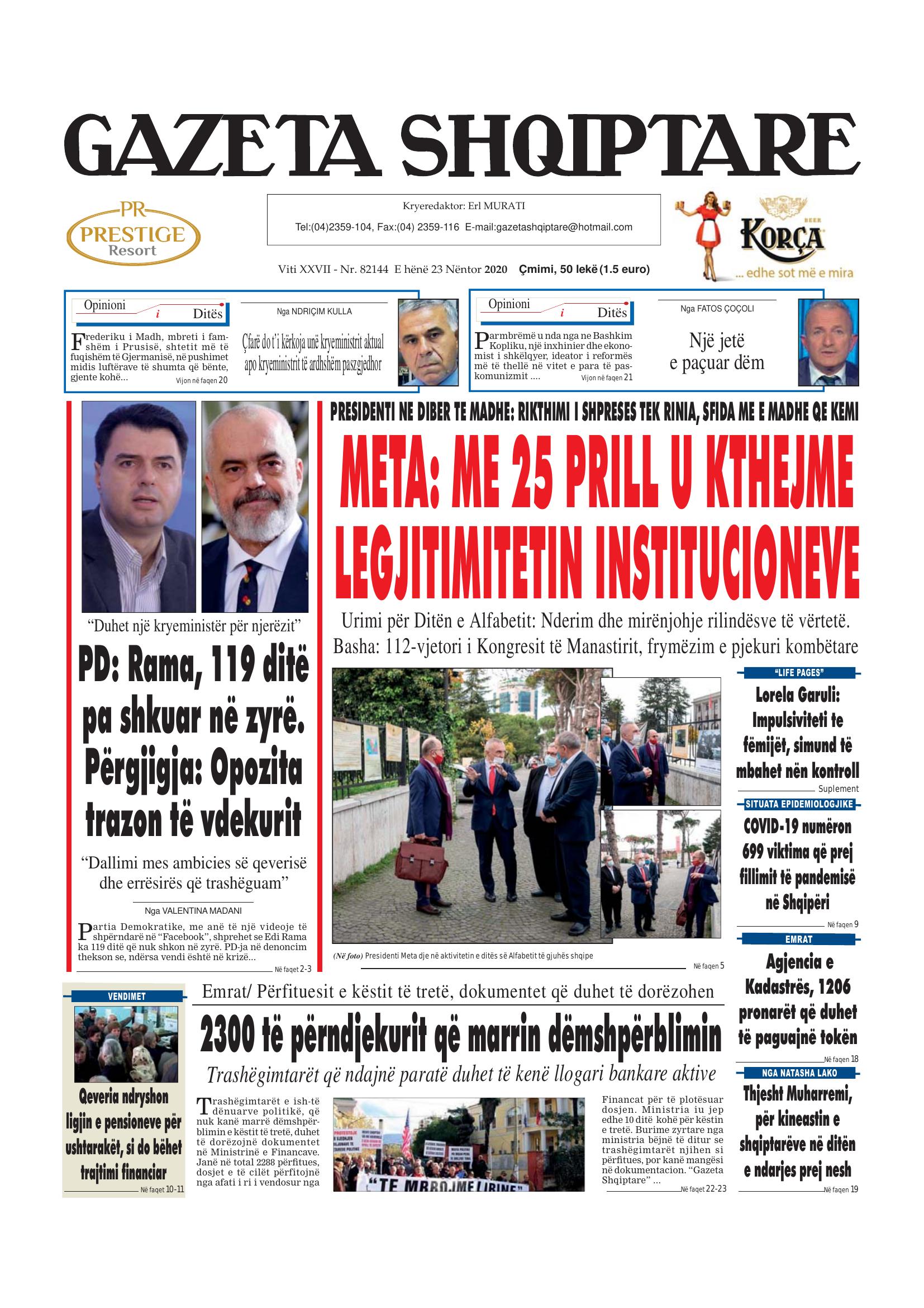 Gazeta Shqiptare 2020-11-23