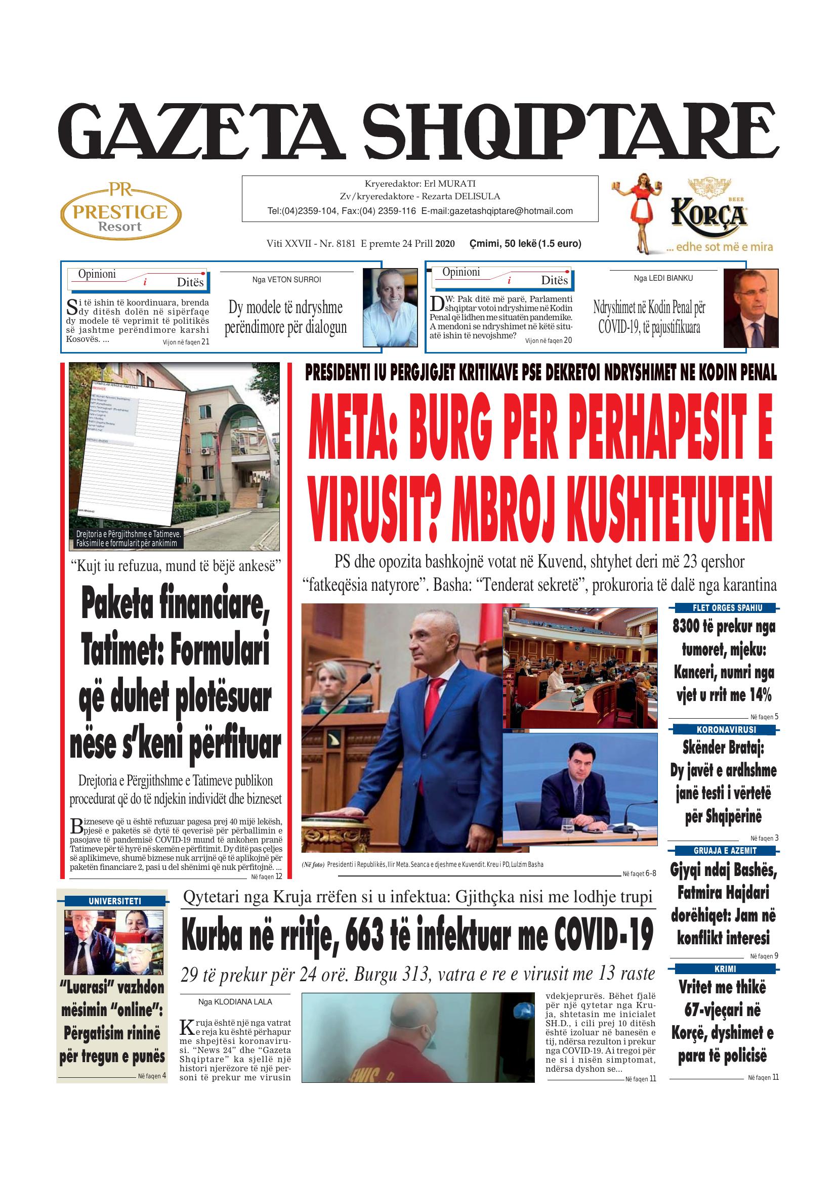 Gazeta Shqiptare 2020-04-24
