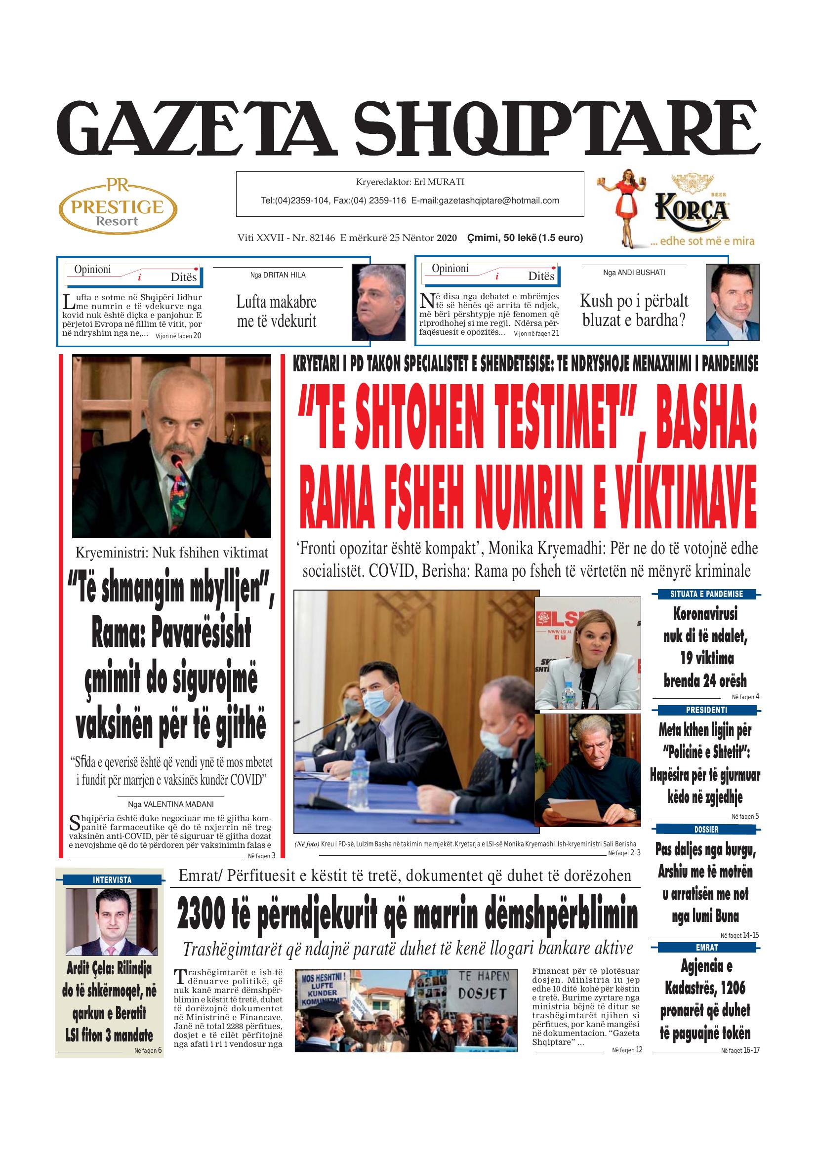 Gazeta Shqiptare 2020-11-25