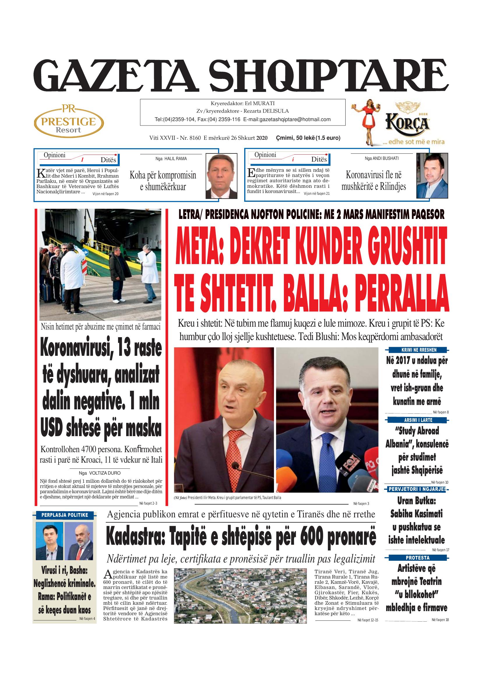 Gazeta Shqiptare 2020-02-26