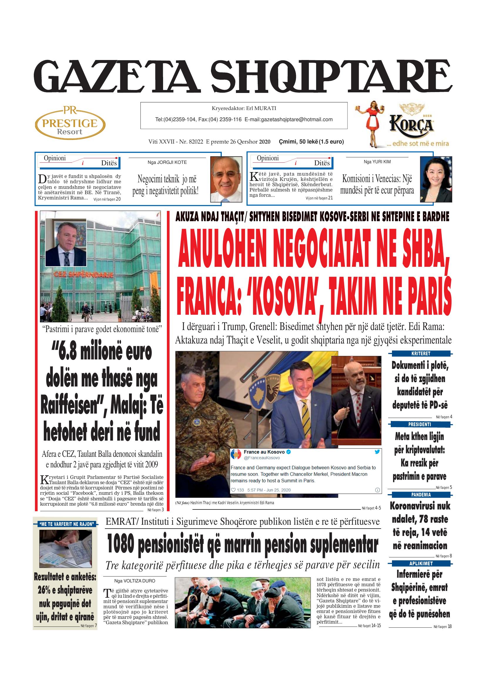 Gazeta Shqiptare 2020-06-26