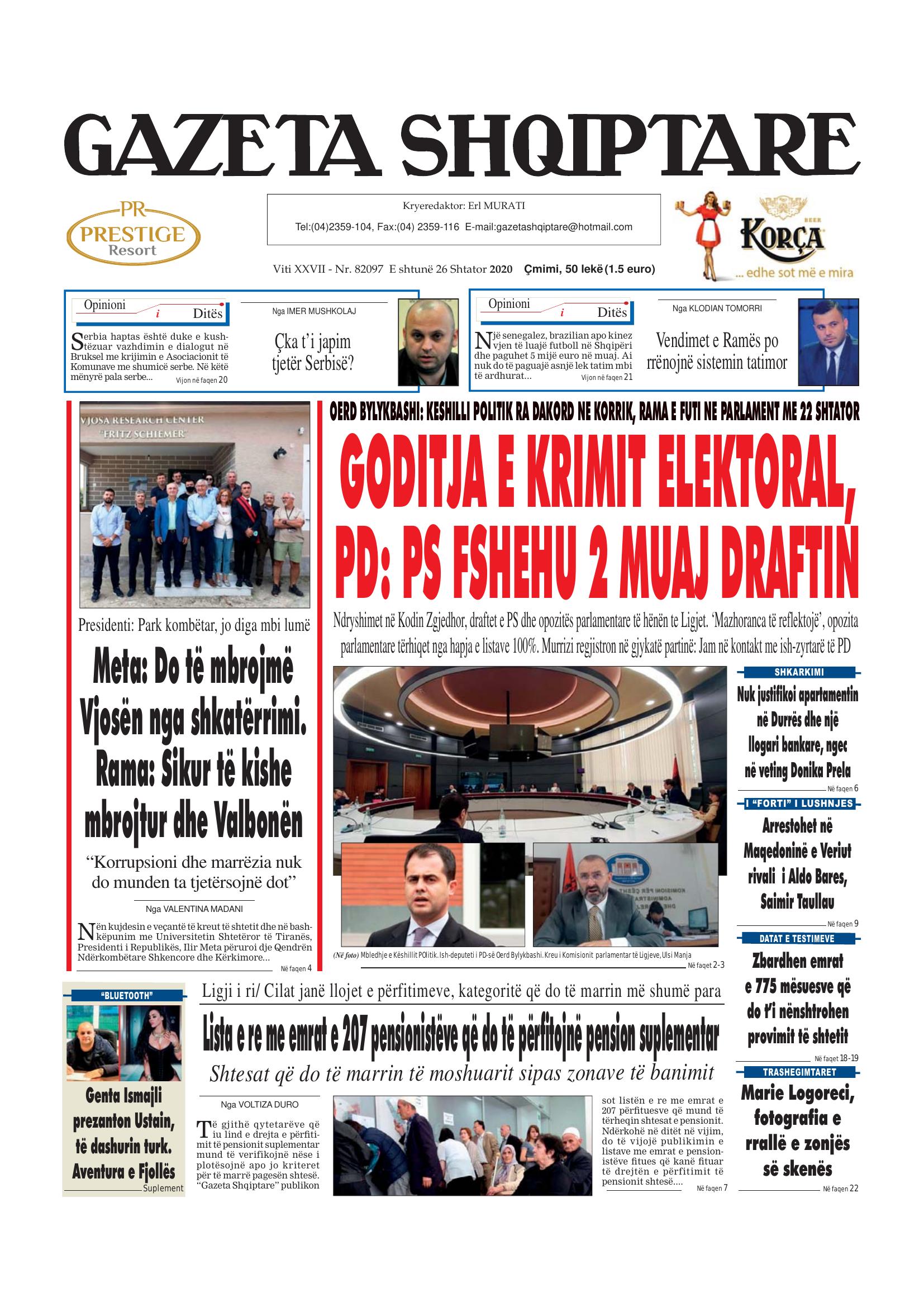 Gazeta Shqiptare 2020-09-26