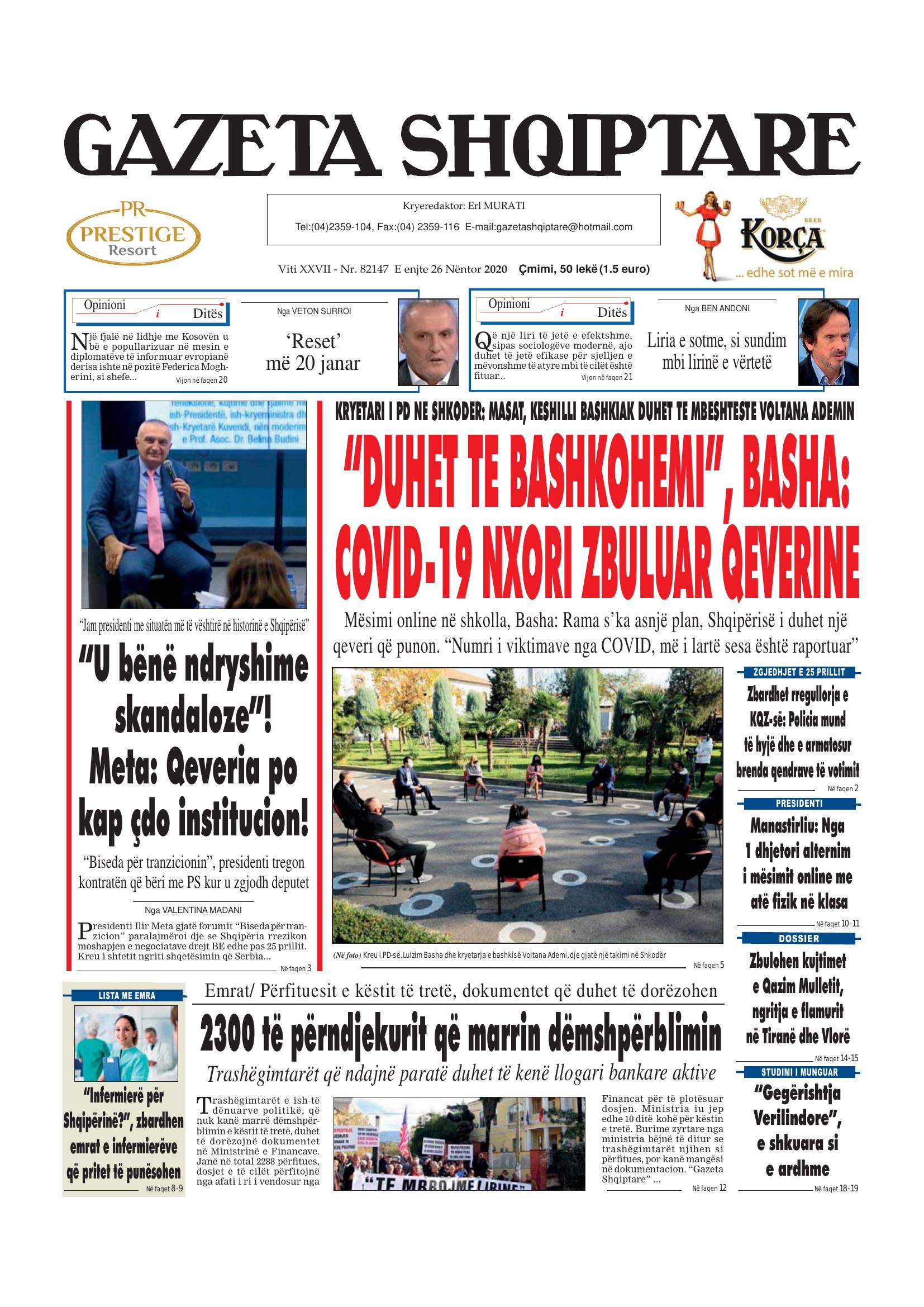 Gazeta Shqiptare 2020-11-26