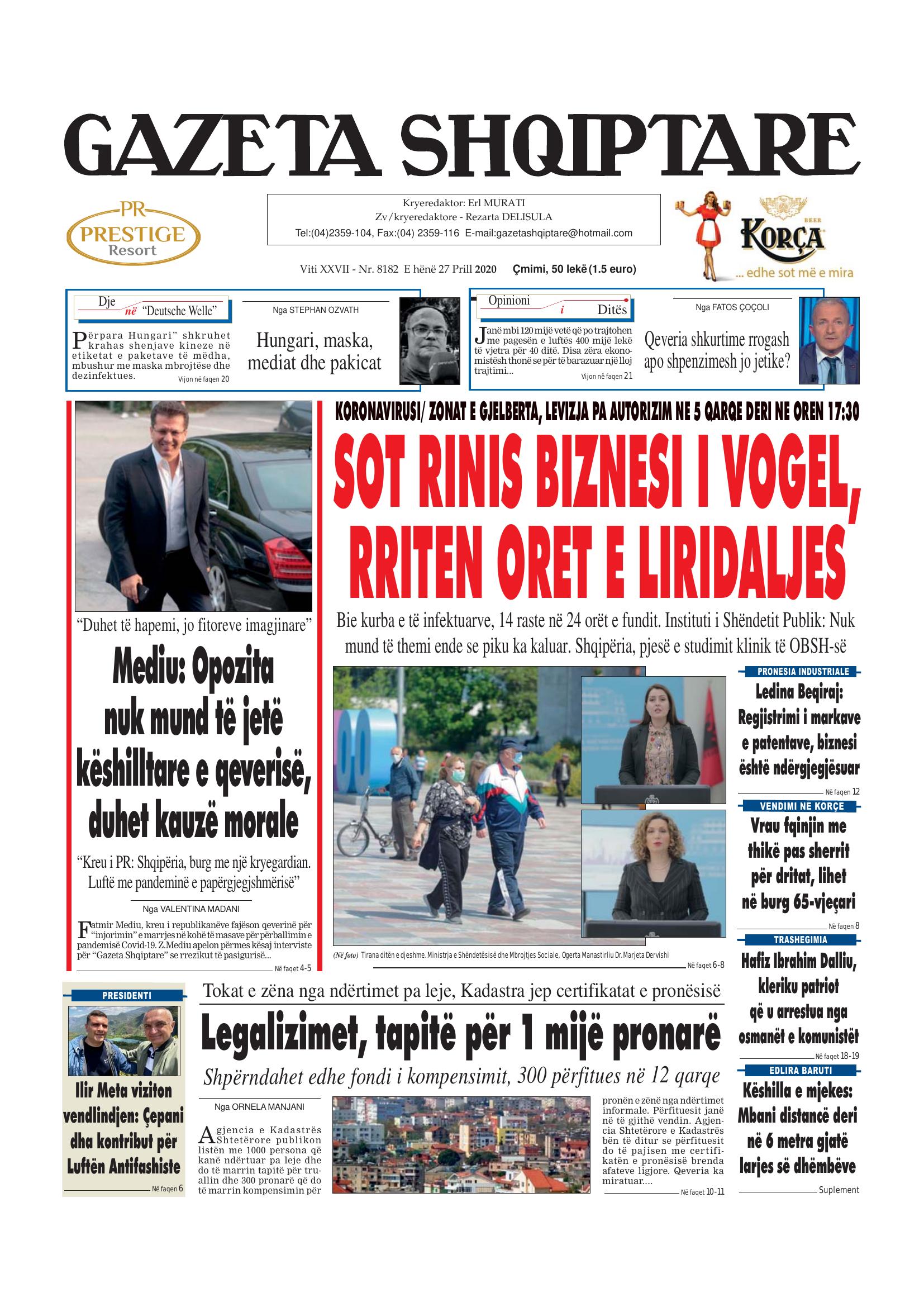 Gazeta Shqiptare 2020-04-27