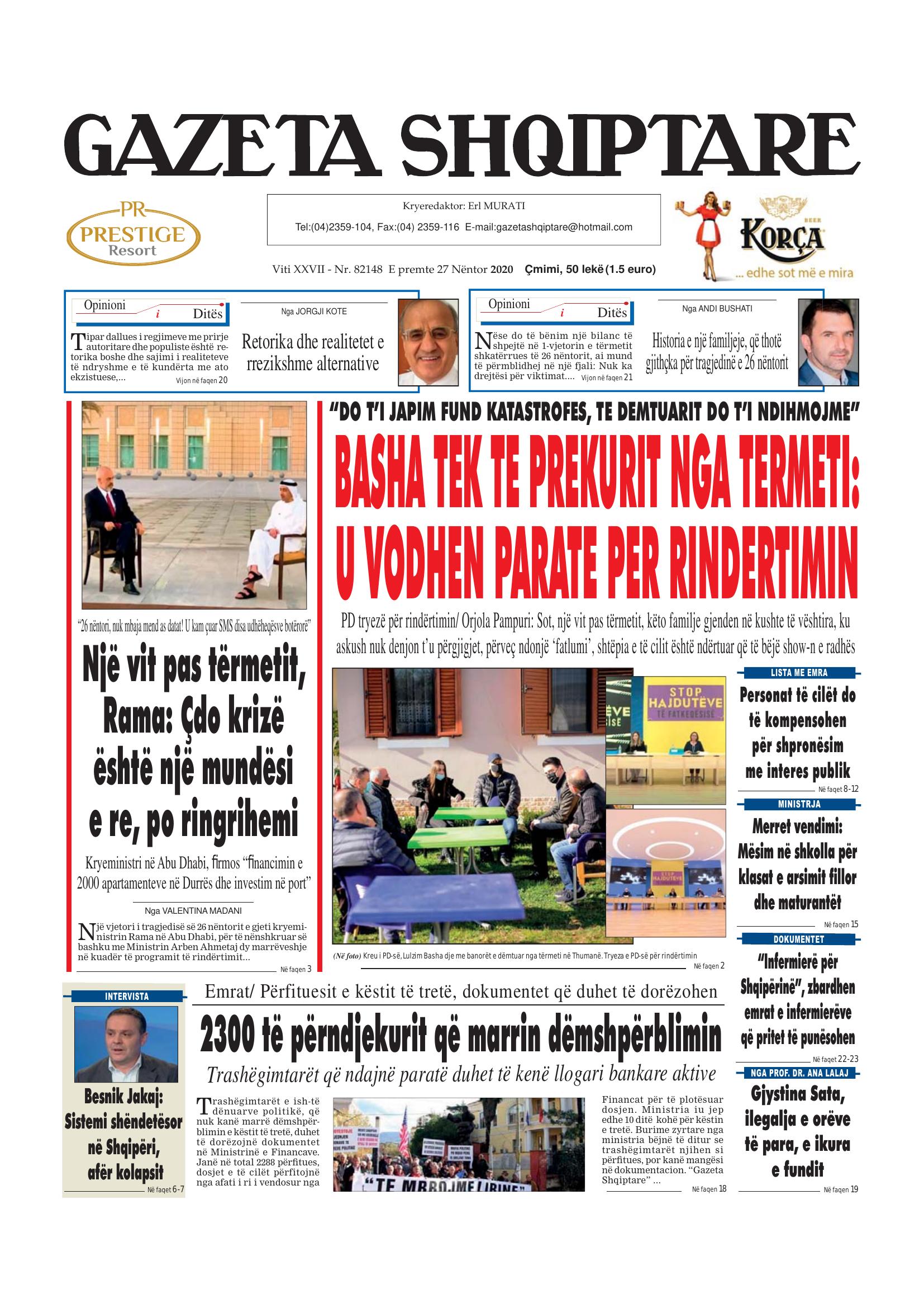 Gazeta Shqiptare 2020-11-27