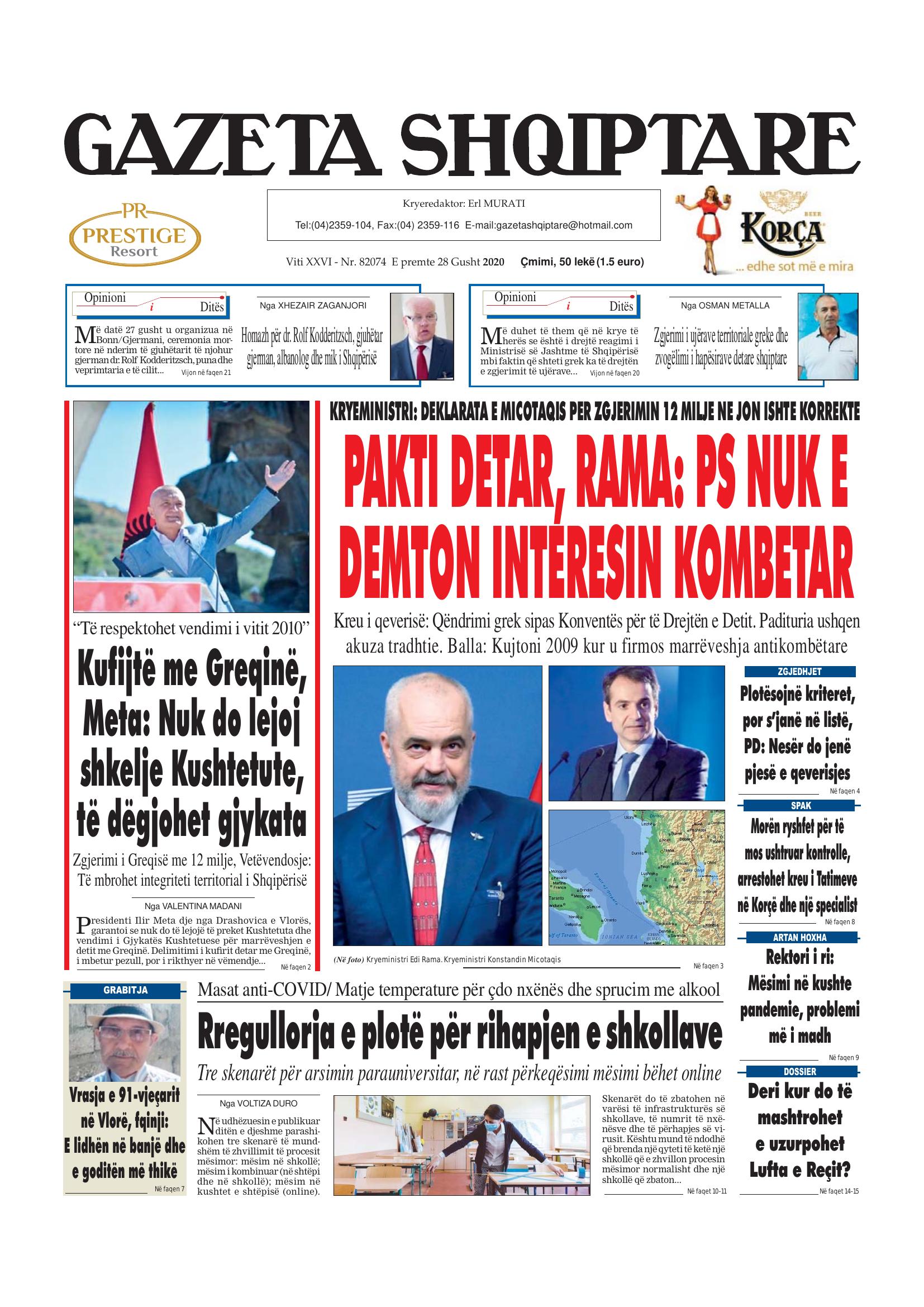 Gazeta Shqiptare 2020-08-28