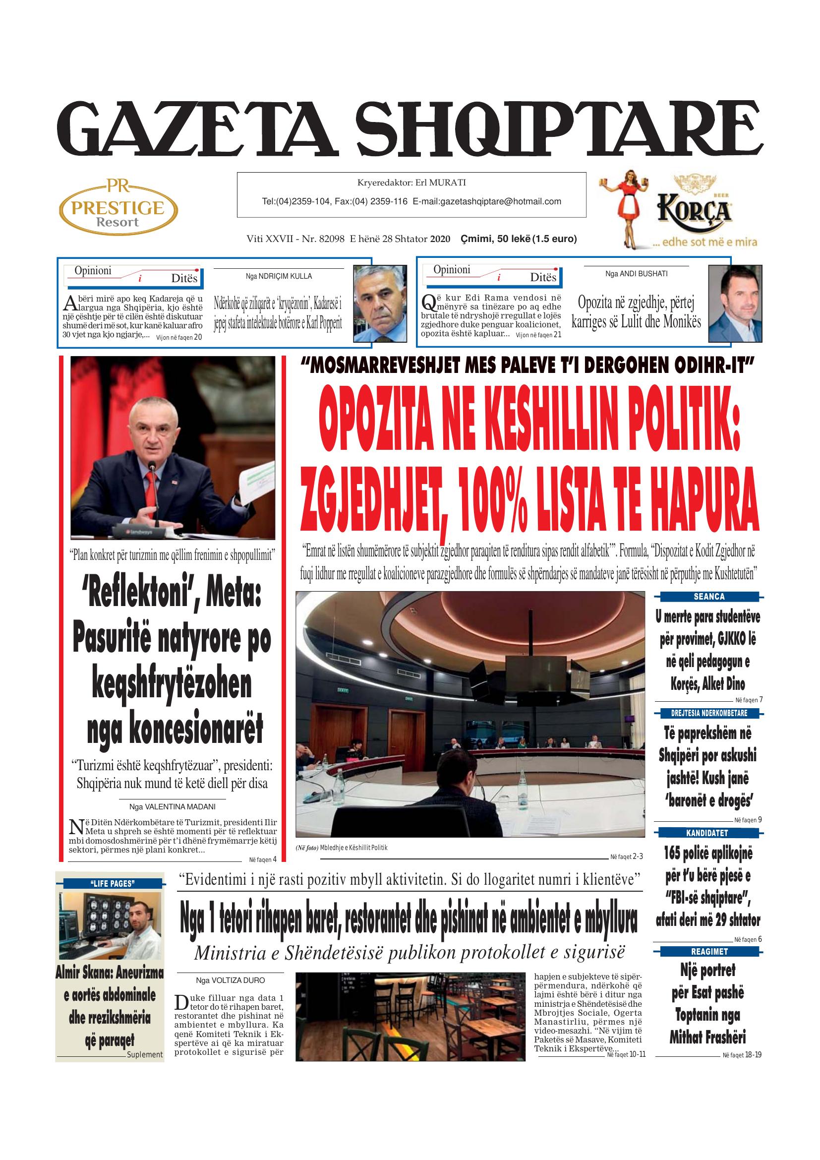 Gazeta Shqiptare 2020-09-28
