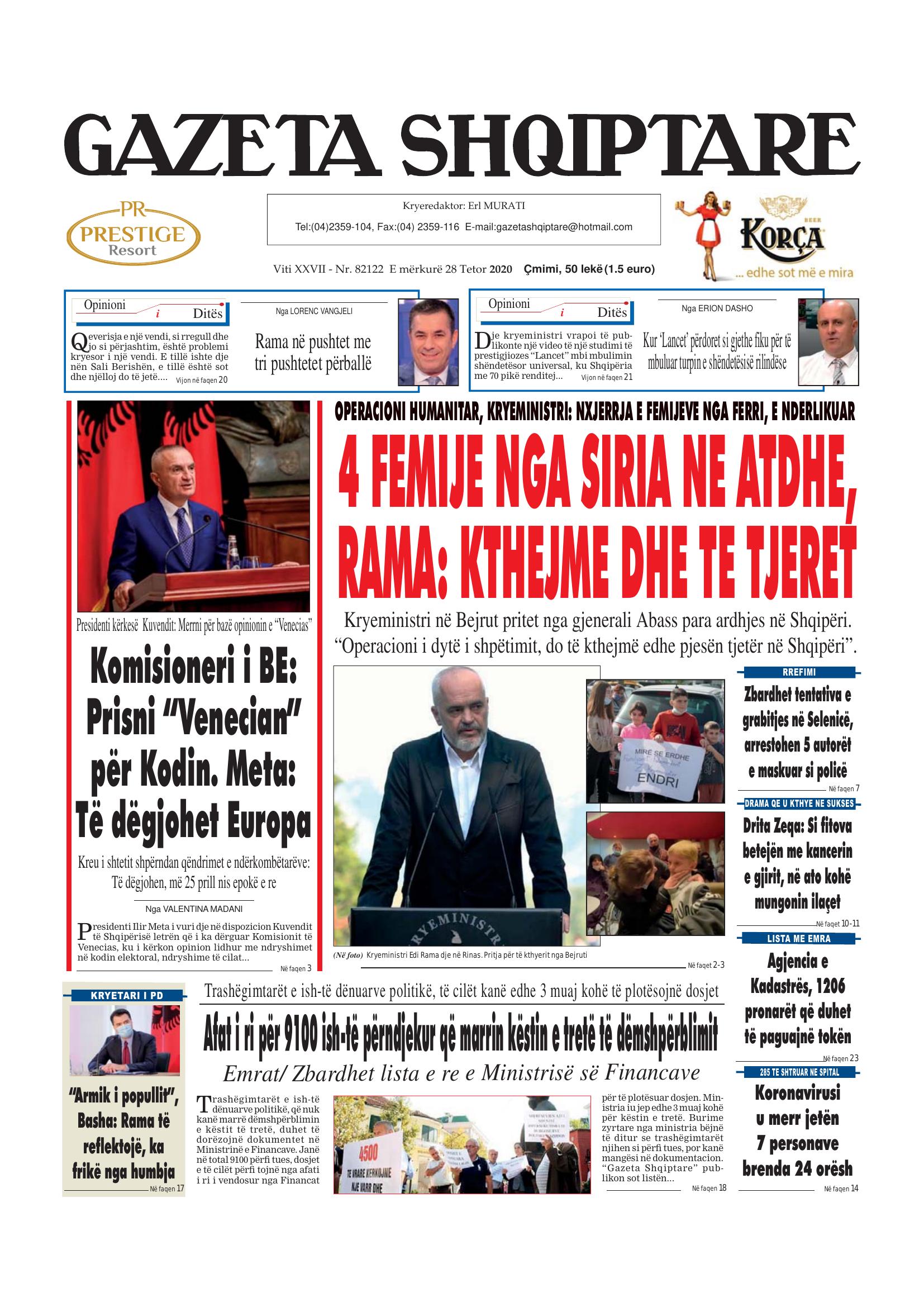 Gazeta Shqiptare 2020-10-28