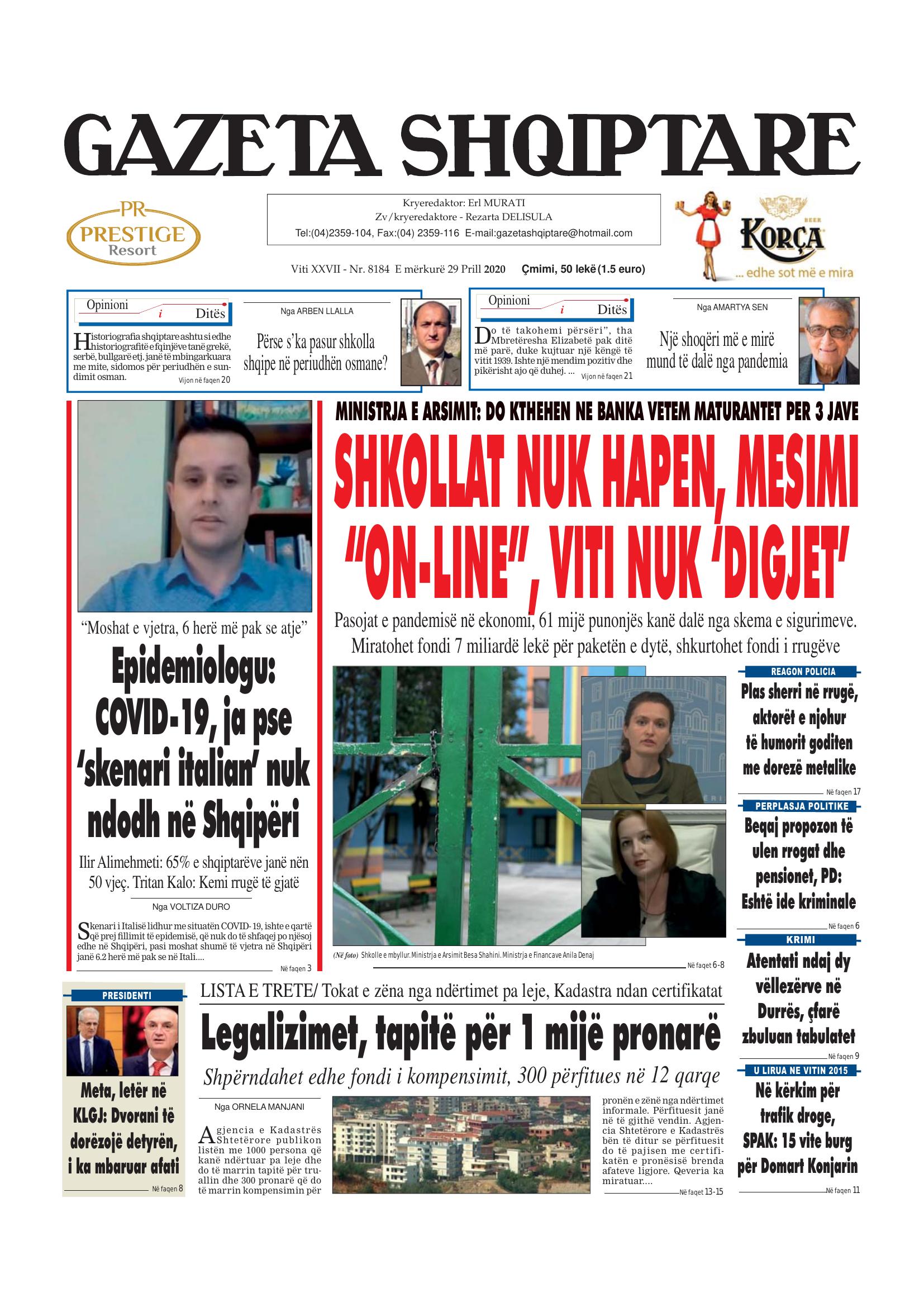 Gazeta Shqiptare 2020-04-29