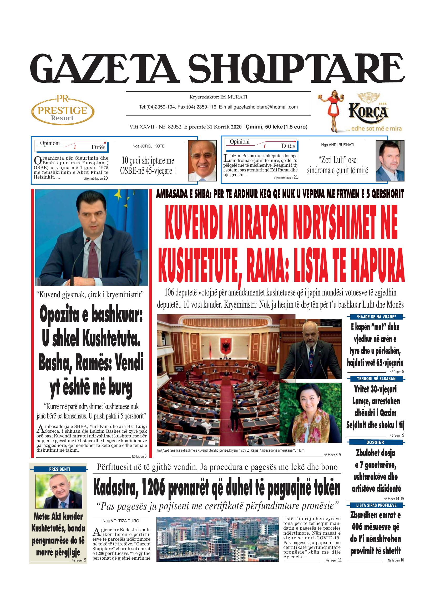Gazeta Shqiptare 2020-07-31