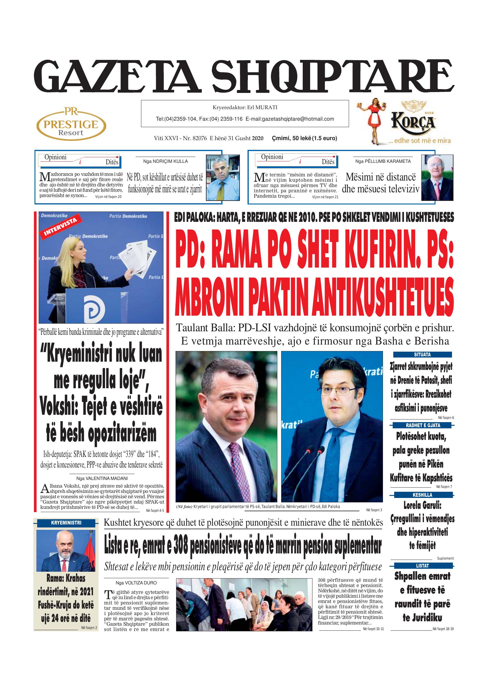 Gazeta Shqiptare 2020-08-31