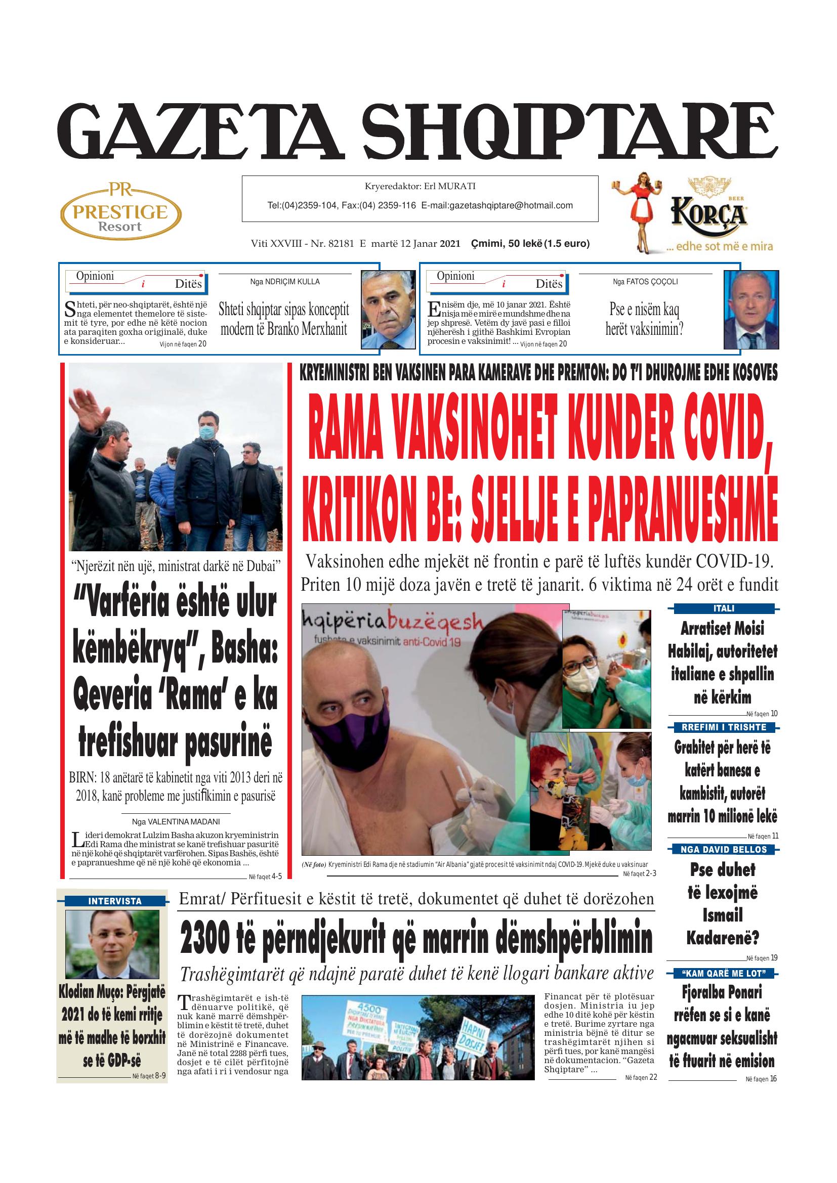 Gazeta Shqiptare 2021-01-12