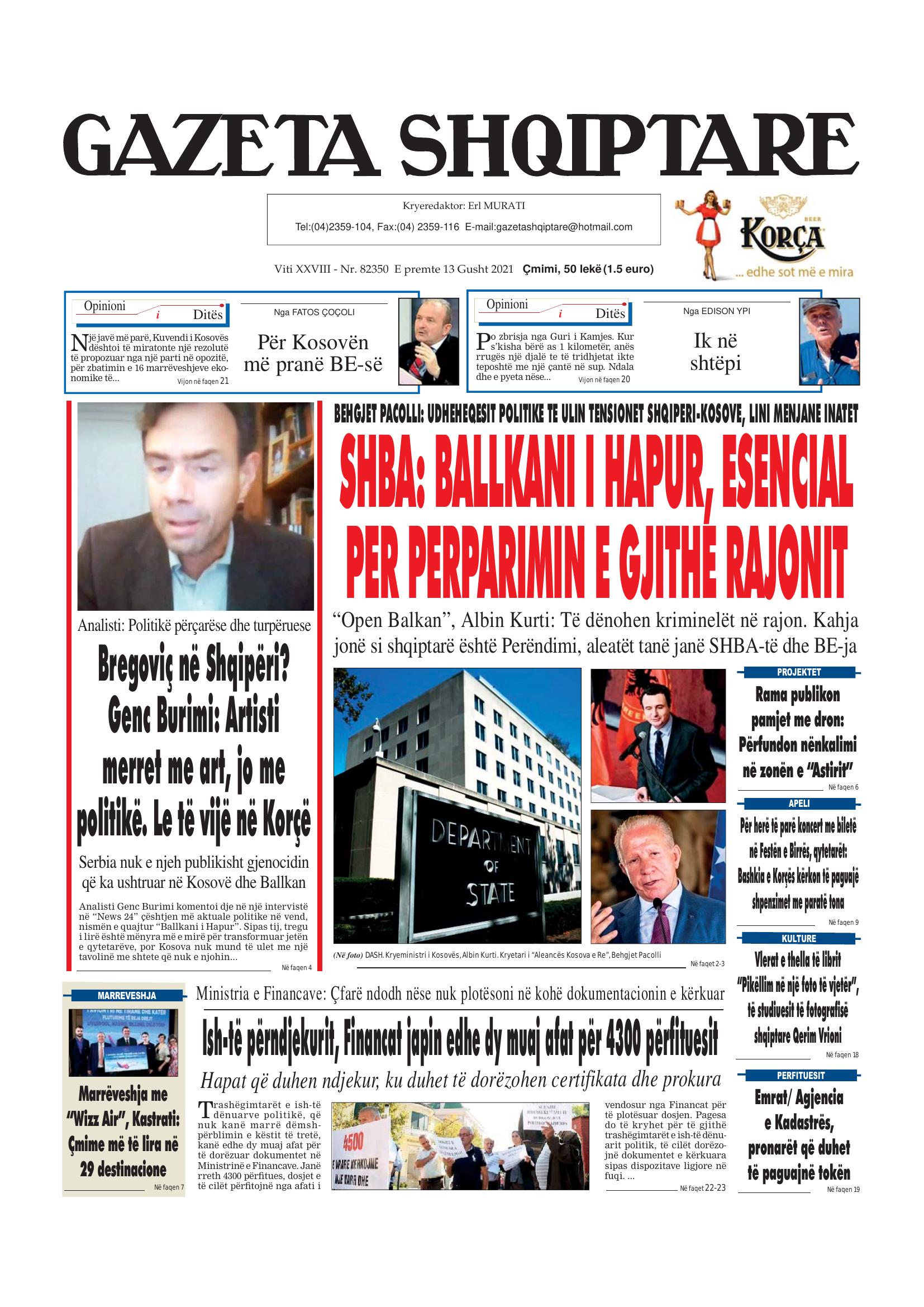 Gazeta Shqiptare 2021-08-13