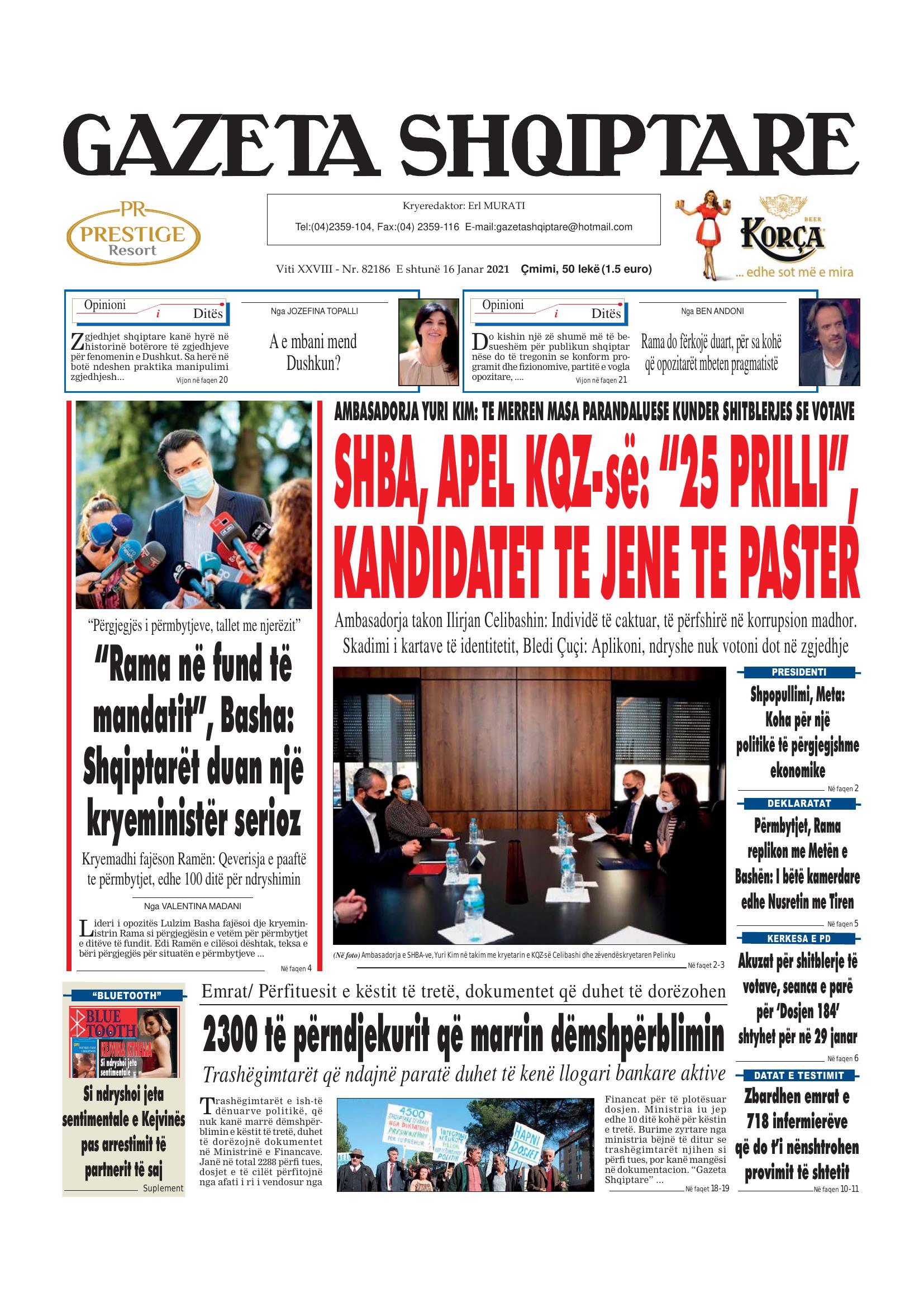 Gazeta Shqiptare 2021-01-16