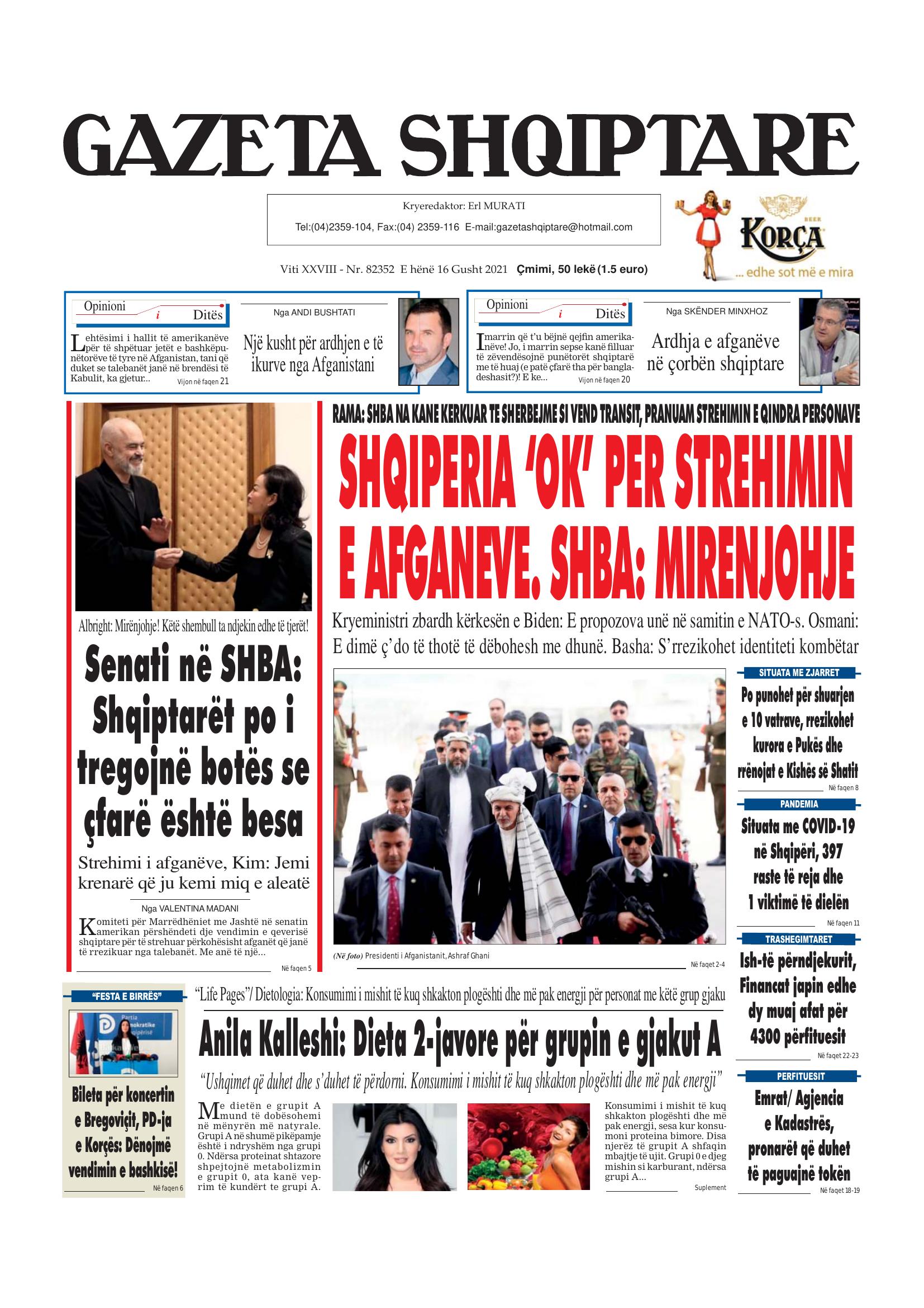 Gazeta Shqiptare 2021-08-16