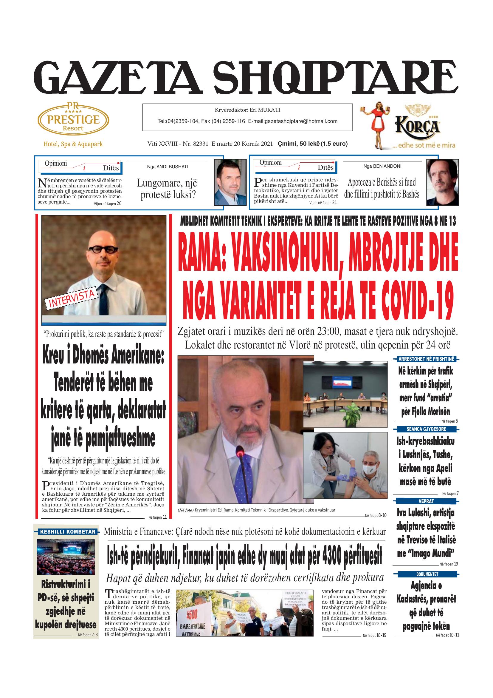 Gazeta Shqiptare 2021-07-20