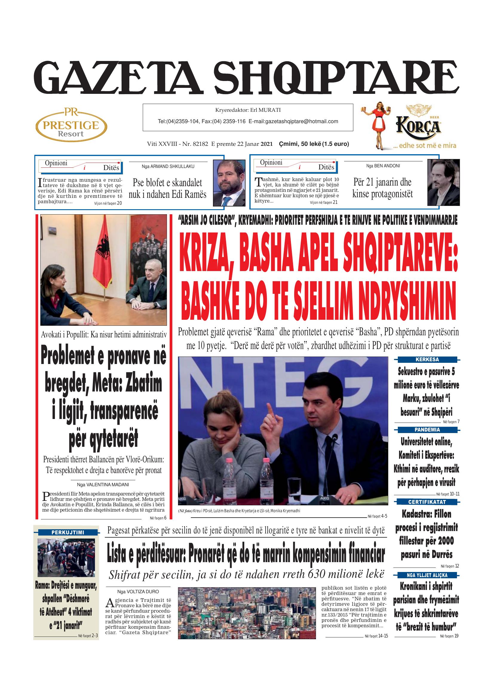 Gazeta Shqiptare 2021-01-22