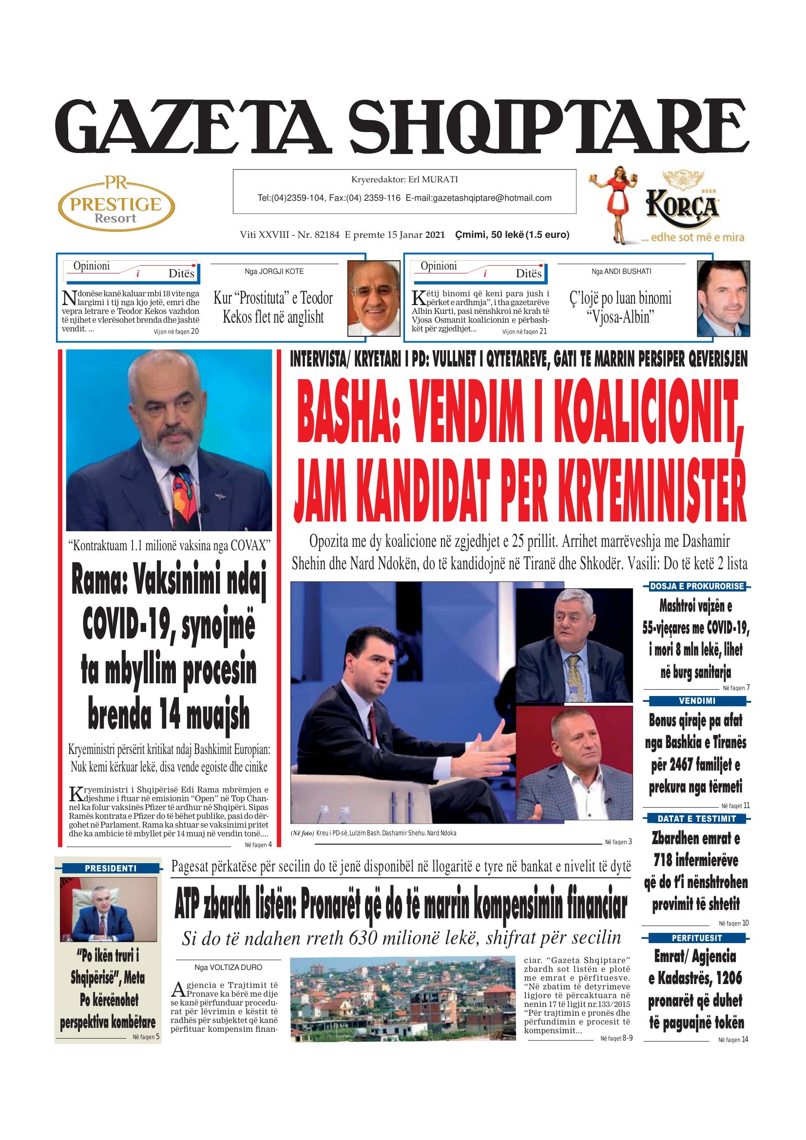 Gazeta Shqiptare 2021-01-15