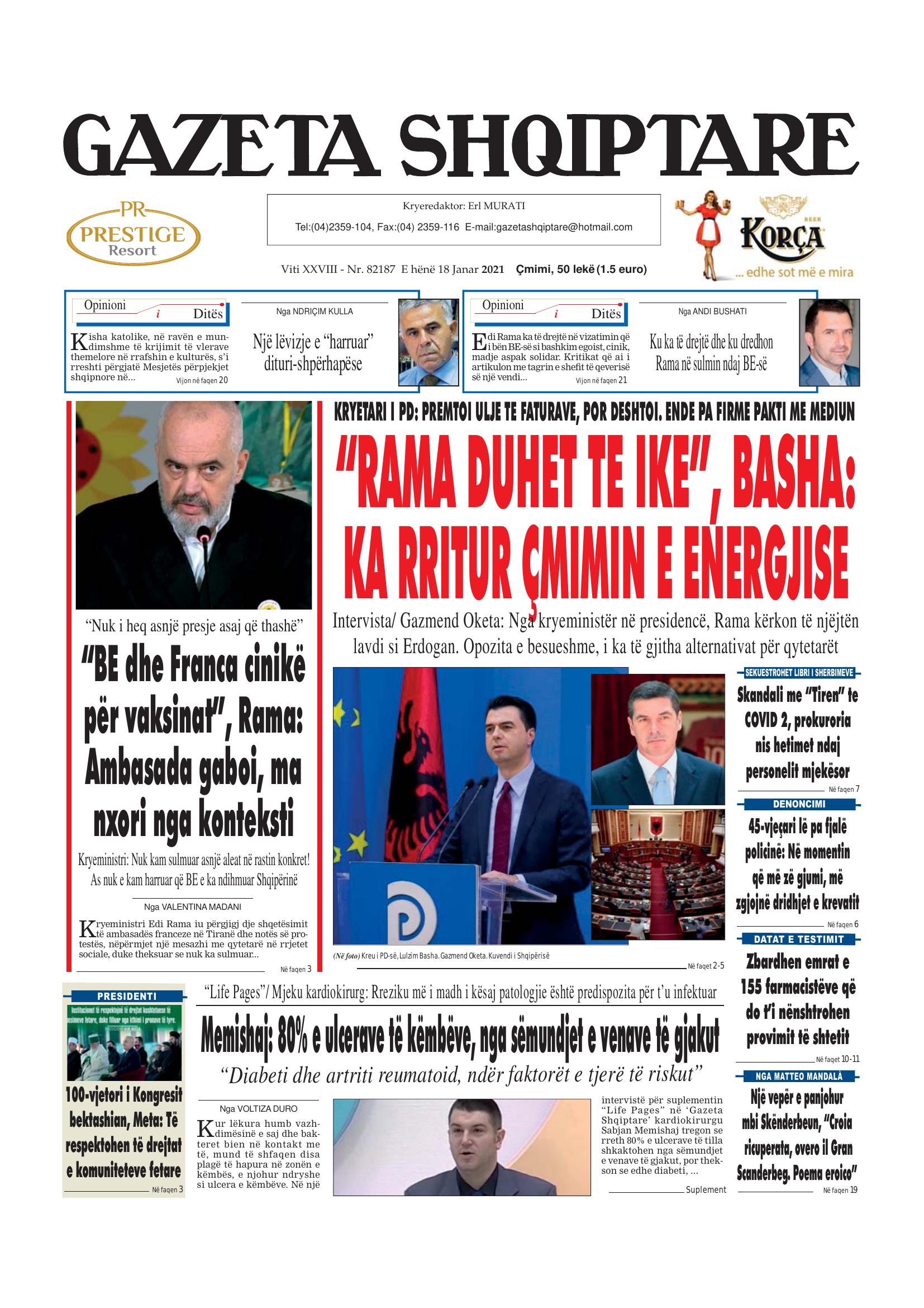 Gazeta Shqiptare 2021-01-18