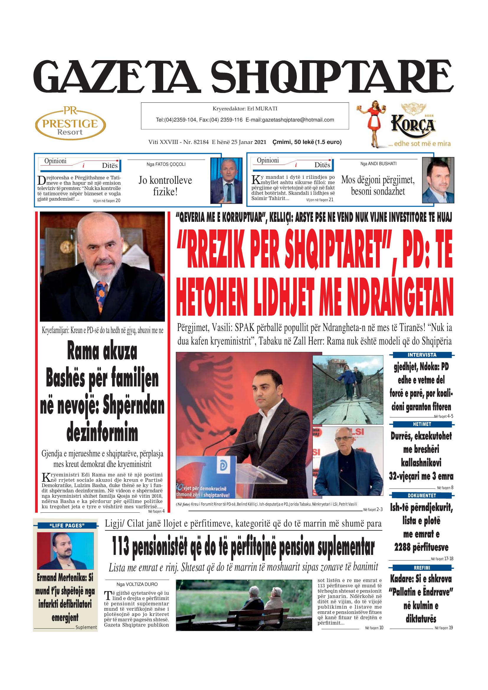 Gazeta Shqiptare 2021-01-25