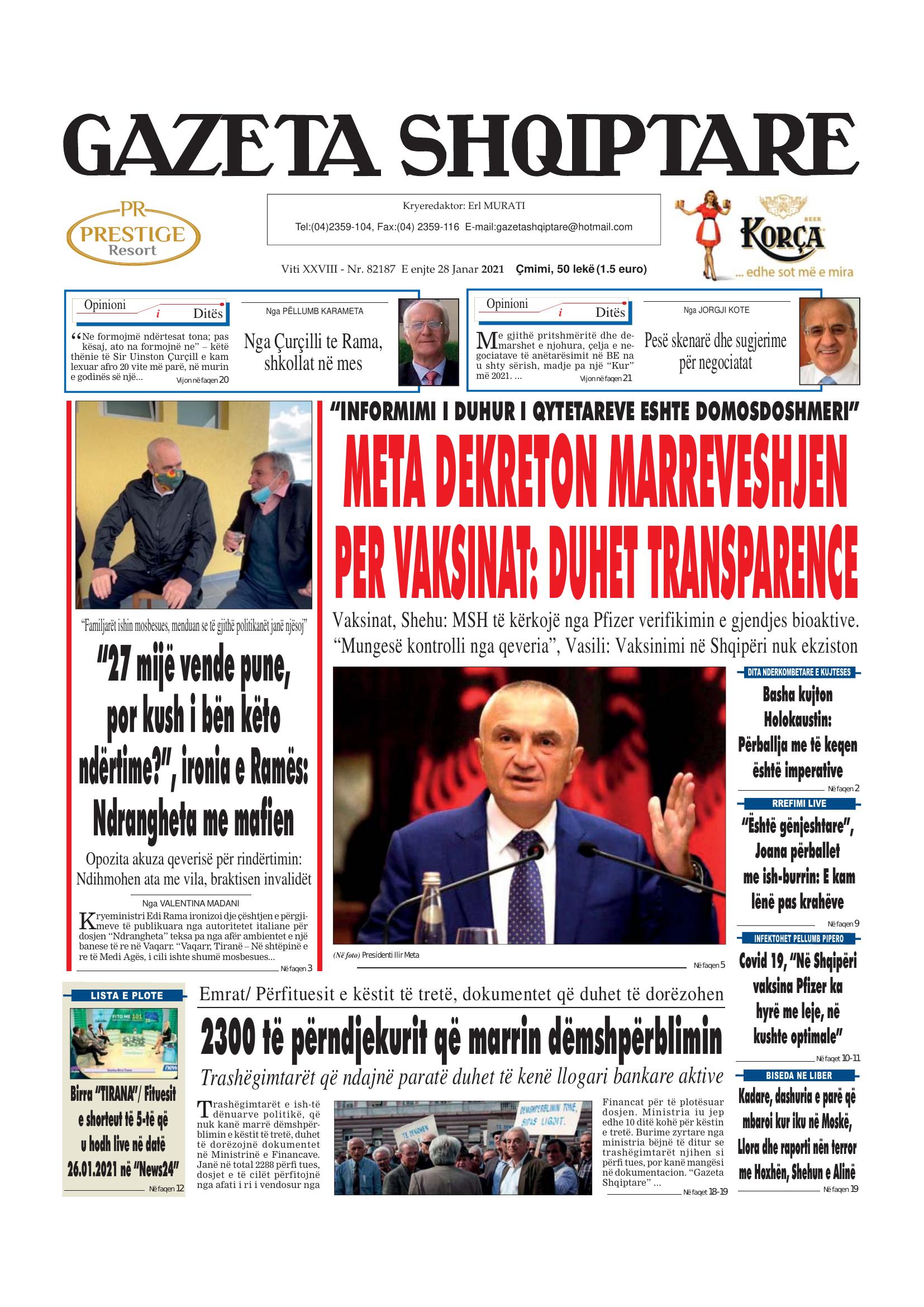 Gazeta Shqiptare 2021-01-28