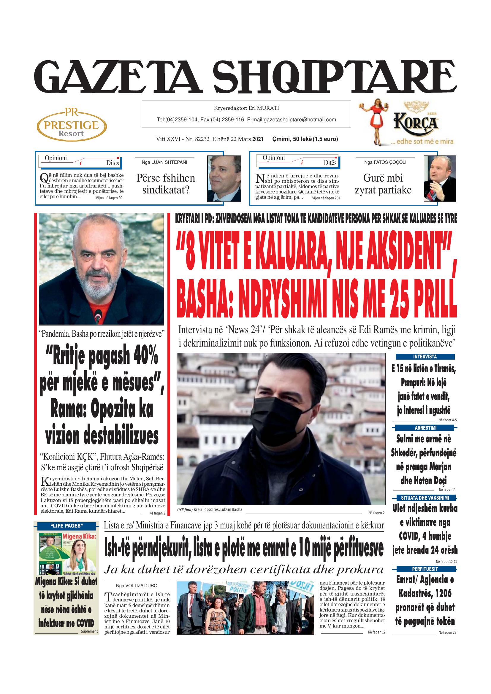 Gazeta Shqiptare 2021-03-22