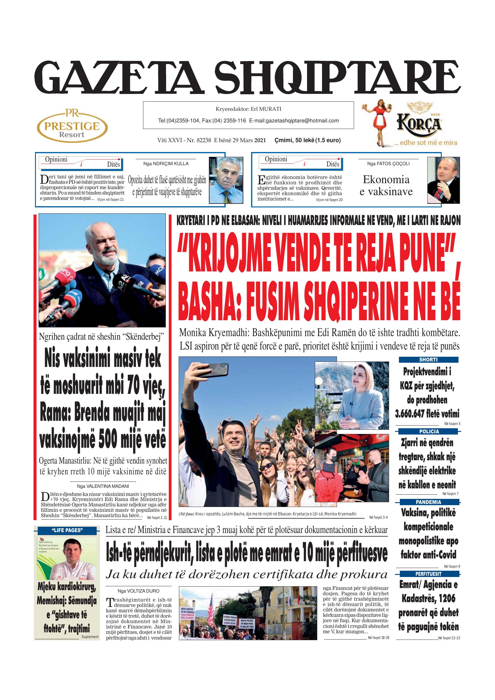 Gazeta Shqiptare 2021-03-29