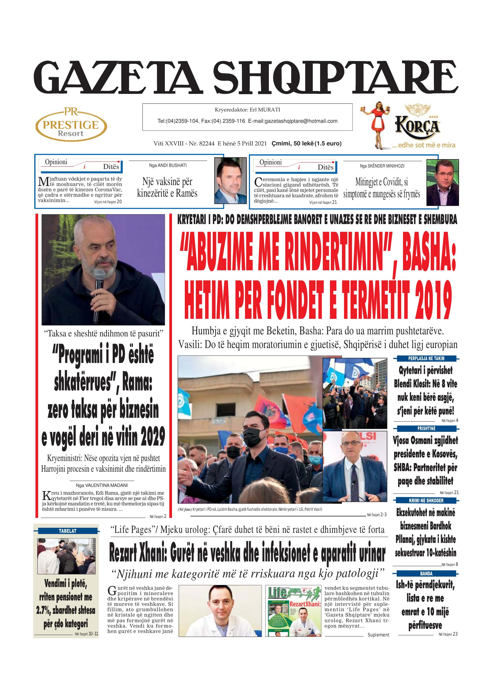 Gazeta Shqiptare 2021-04-05