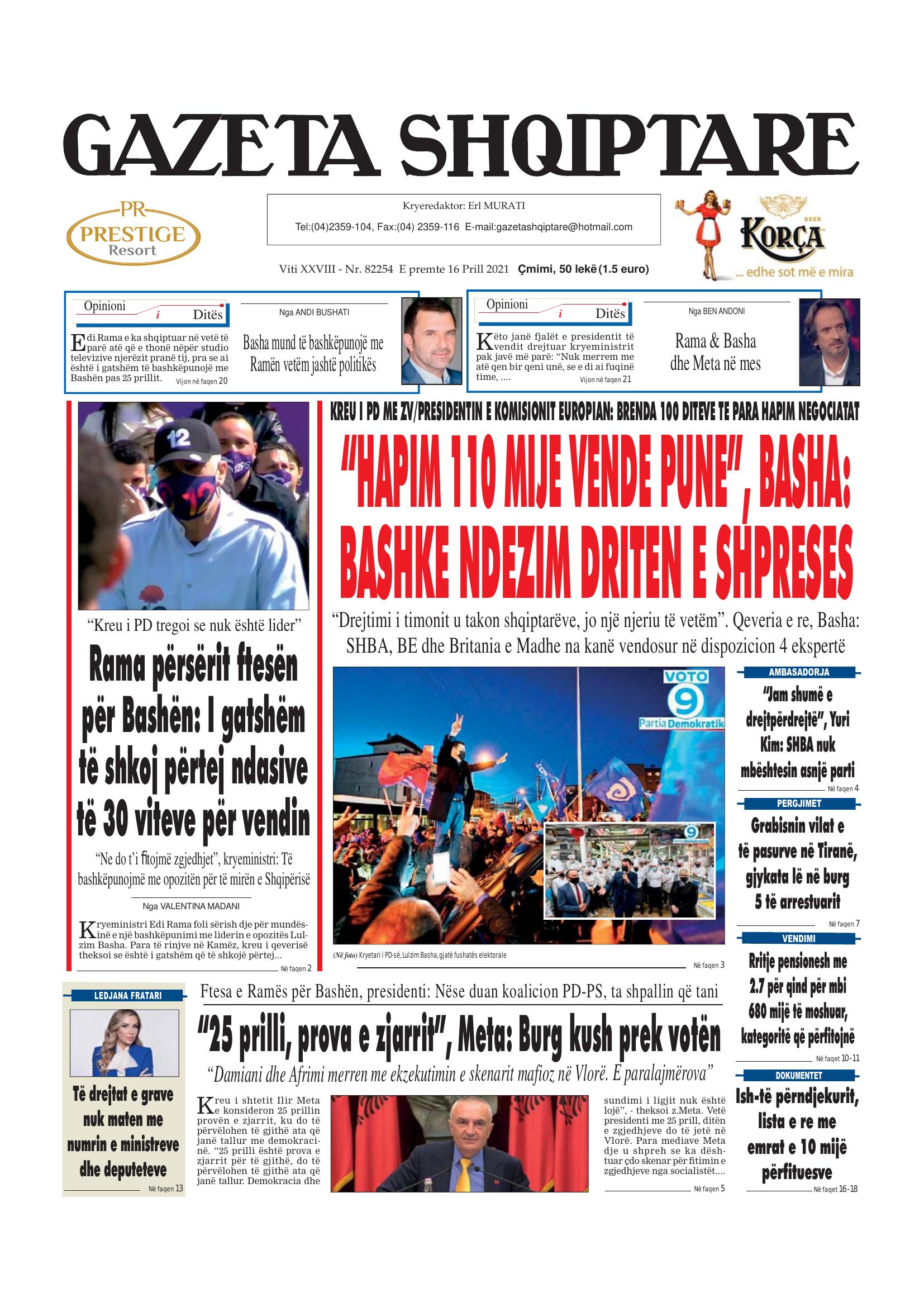Gazeta Shqiptare 2021-04-16