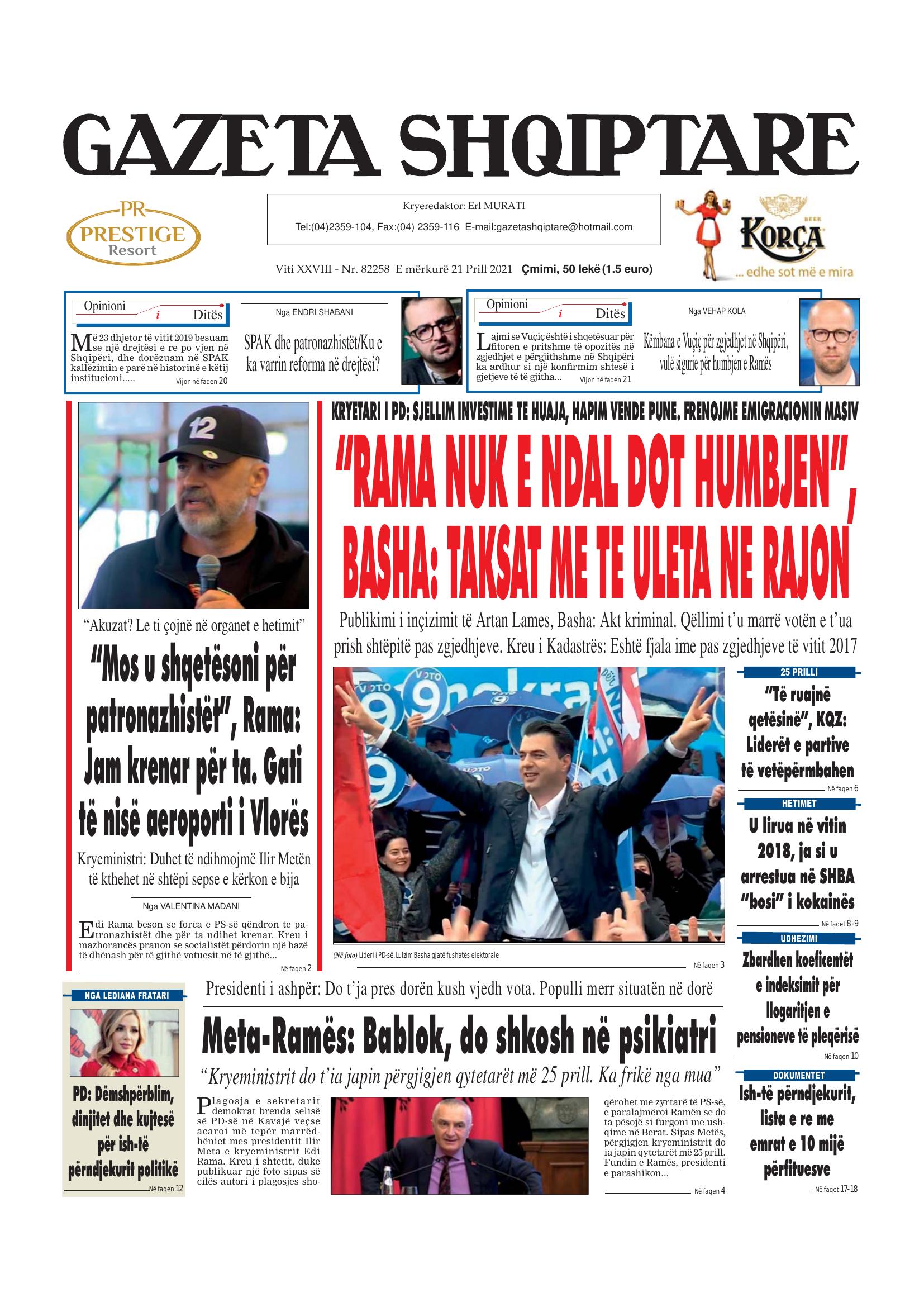 Gazeta Shqiptare 2021-04-21
