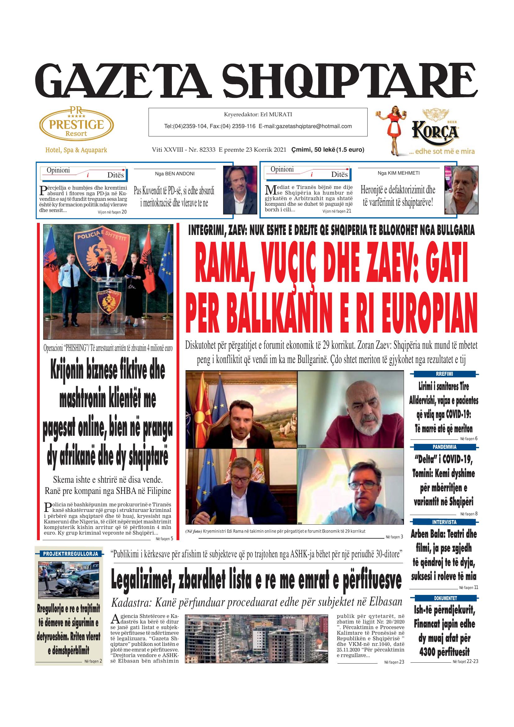 Gazeta Shqiptare 2021-07-23