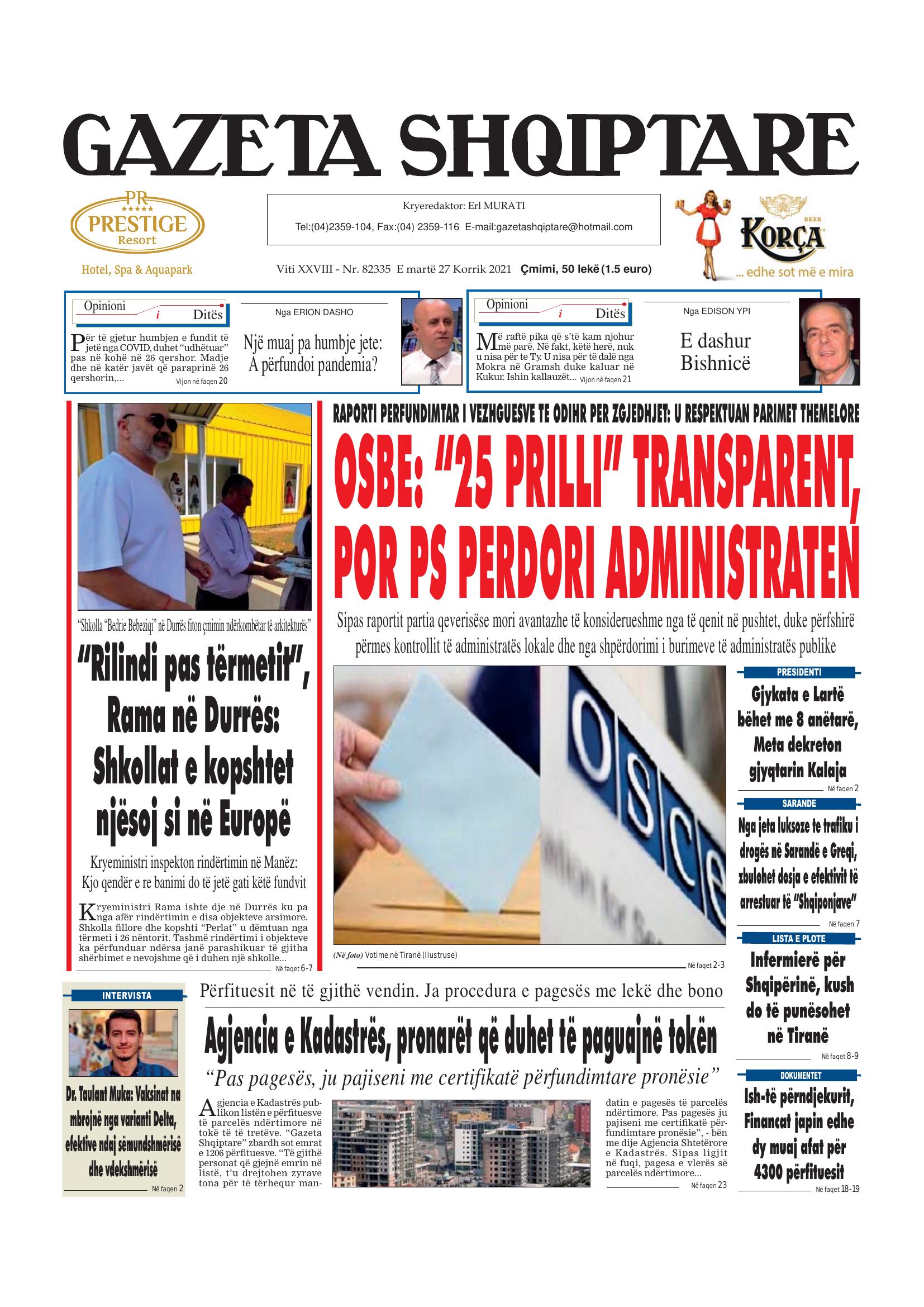Gazeta Shqiptare 2021-07-27