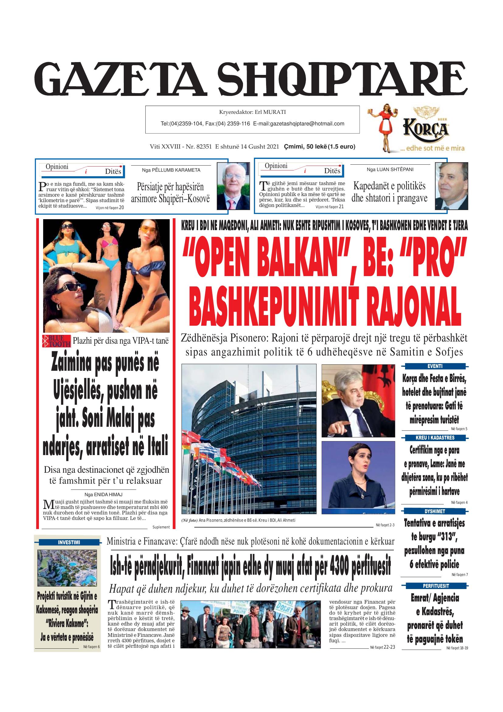 Gazeta Shqiptare 2021-08-14