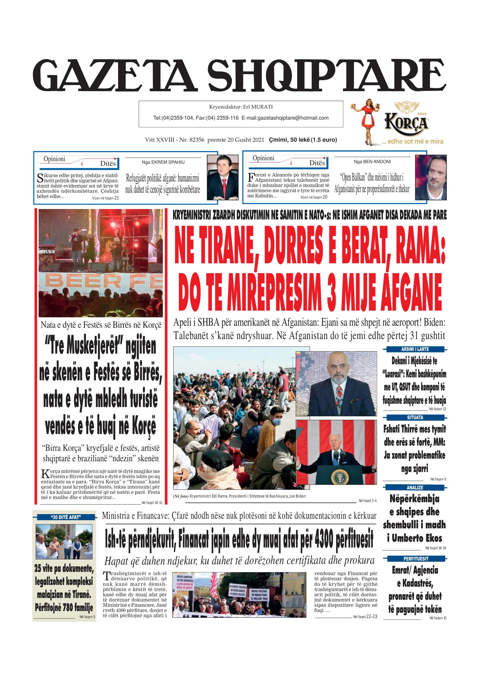 Gazeta Shqiptare 2021-08-20