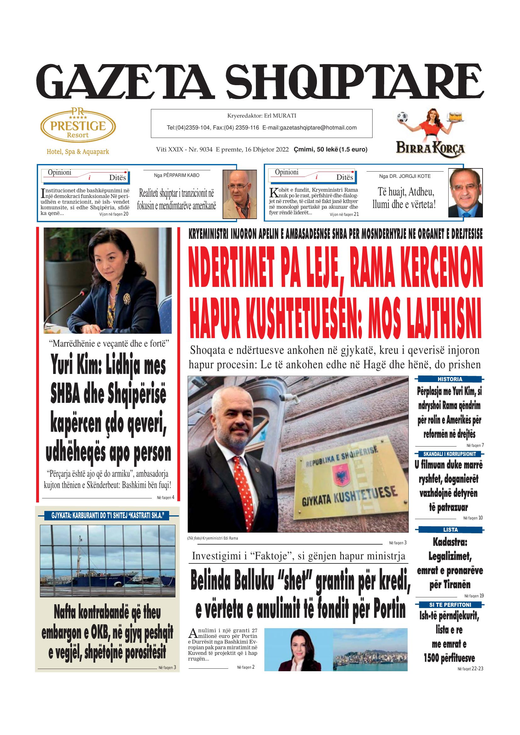 Gazeta Shqiptare 2022-12-16
