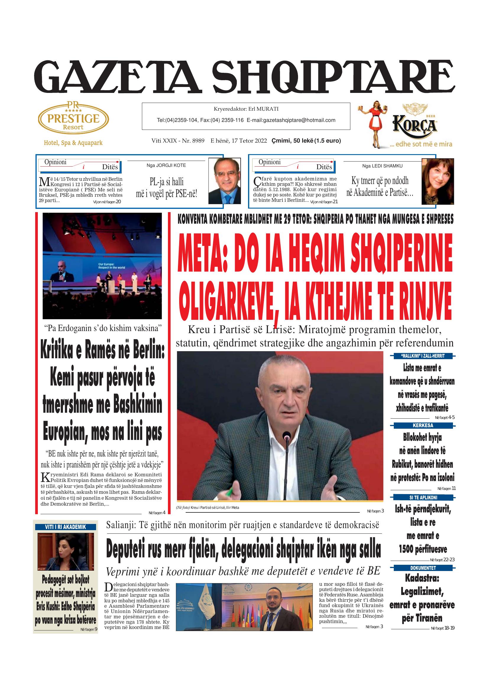 Gazeta Shqiptare 2022-10-17