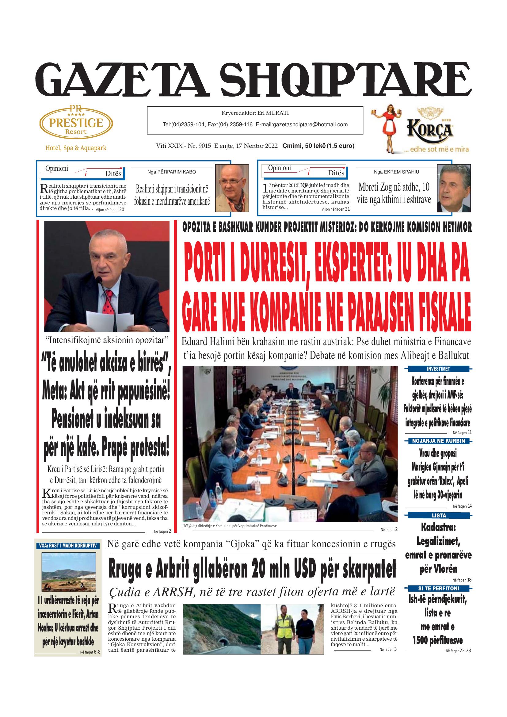 Gazeta Shqiptare 2022-11-17