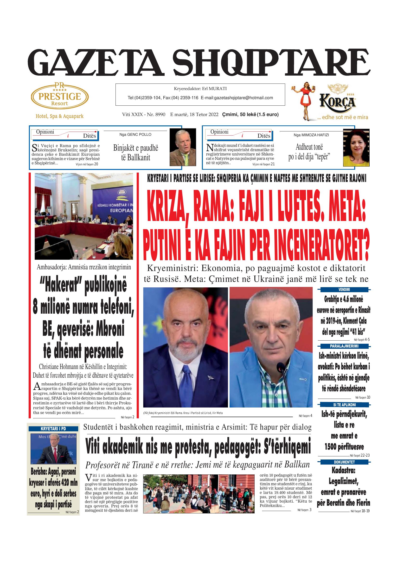 Gazeta Shqiptare 2022-10-18