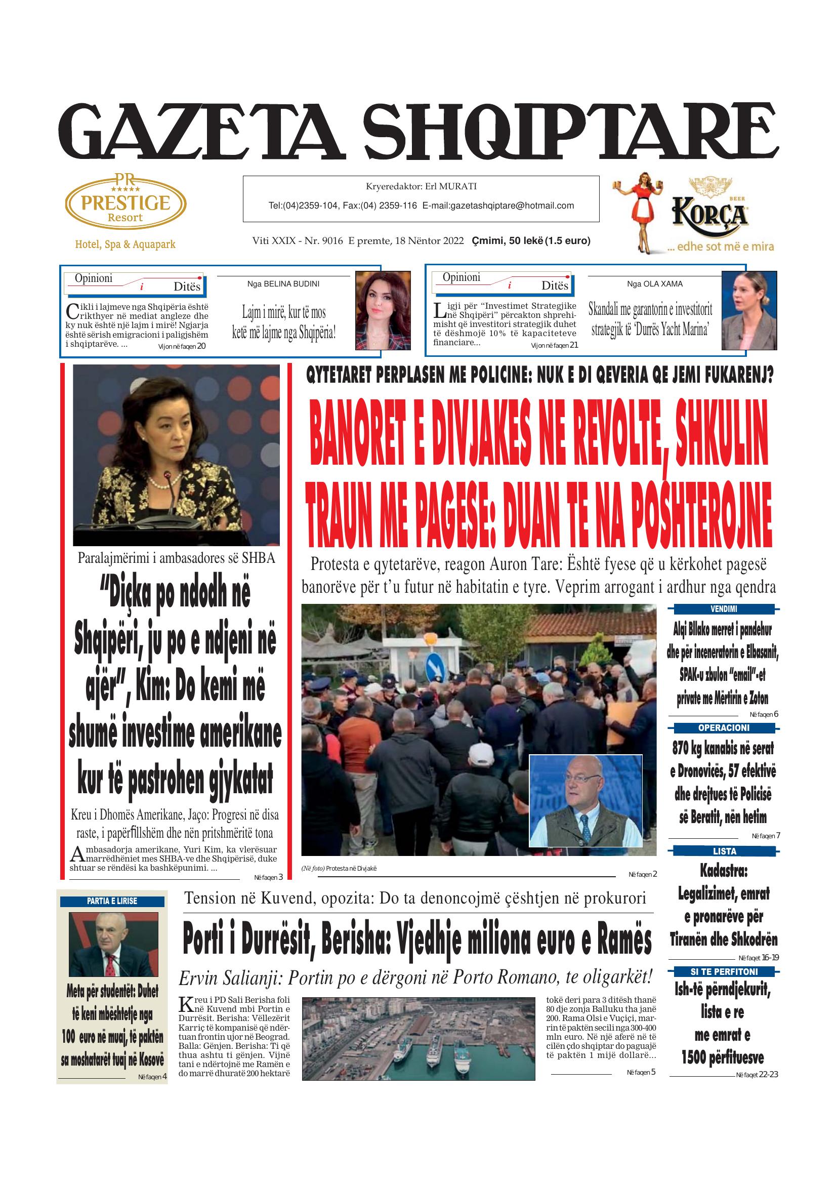 Gazeta Shqiptare 2022-11-18
