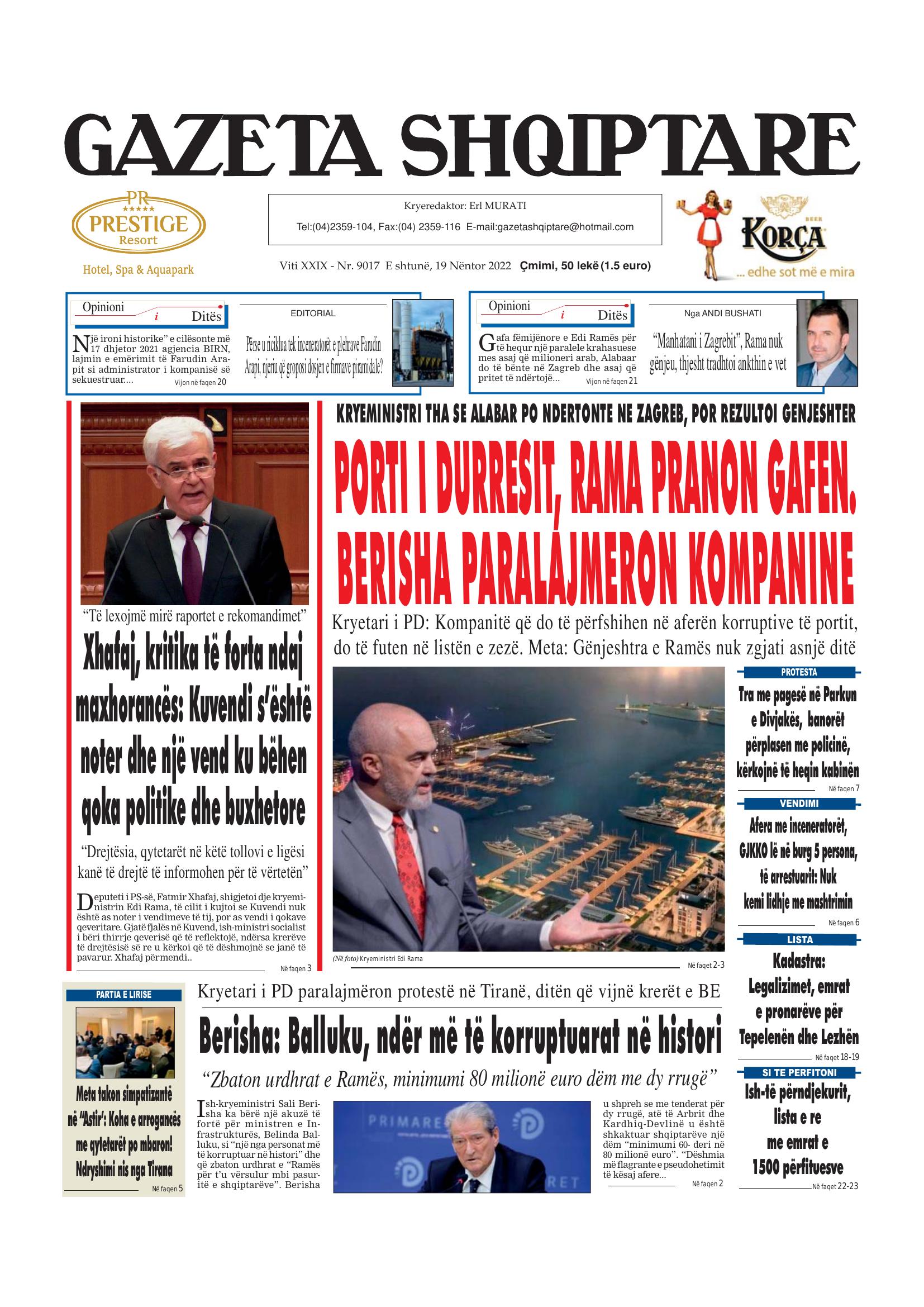 Gazeta Shqiptare 2022-11-19