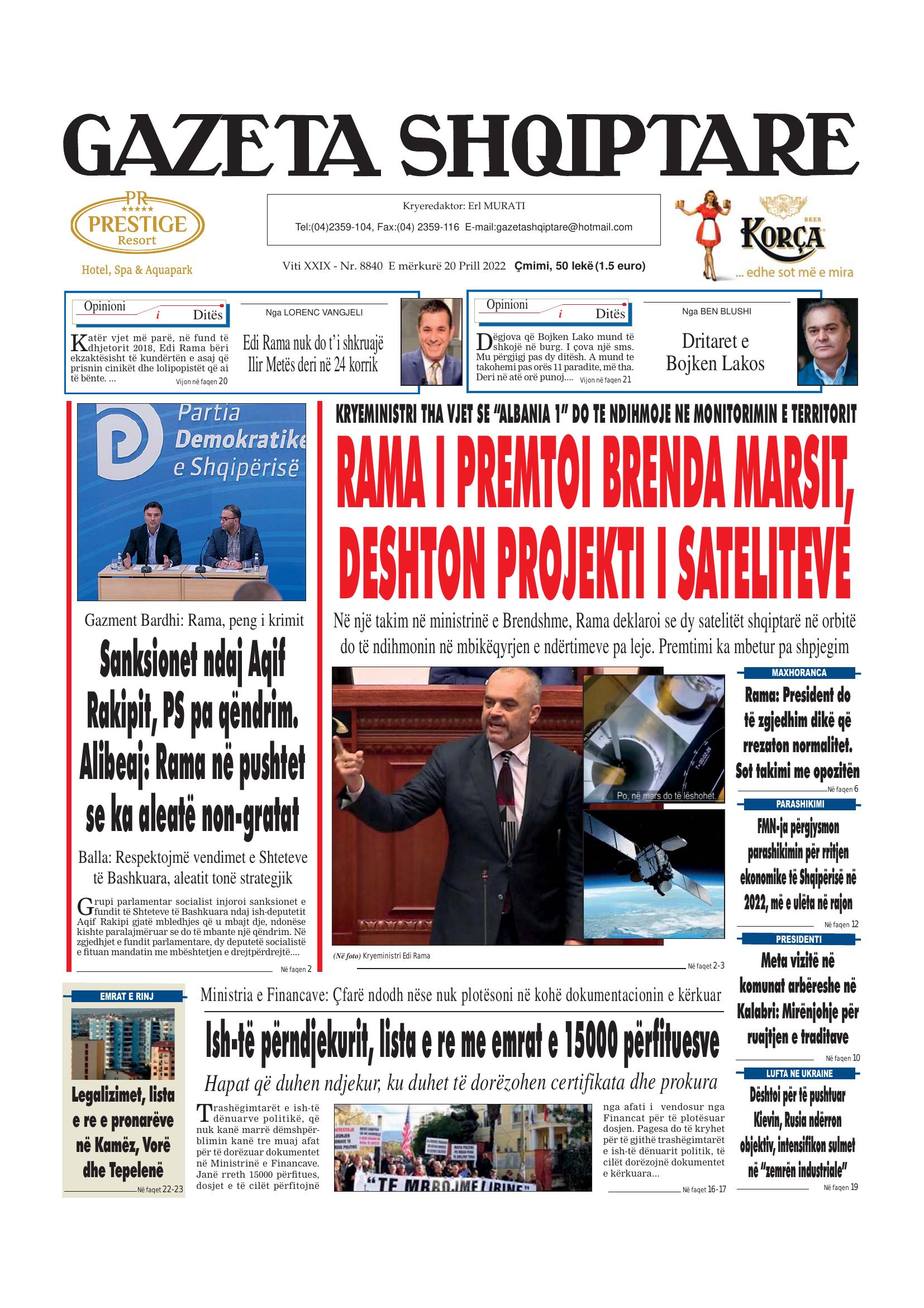 Gazeta Shqiptare 2022-04-20