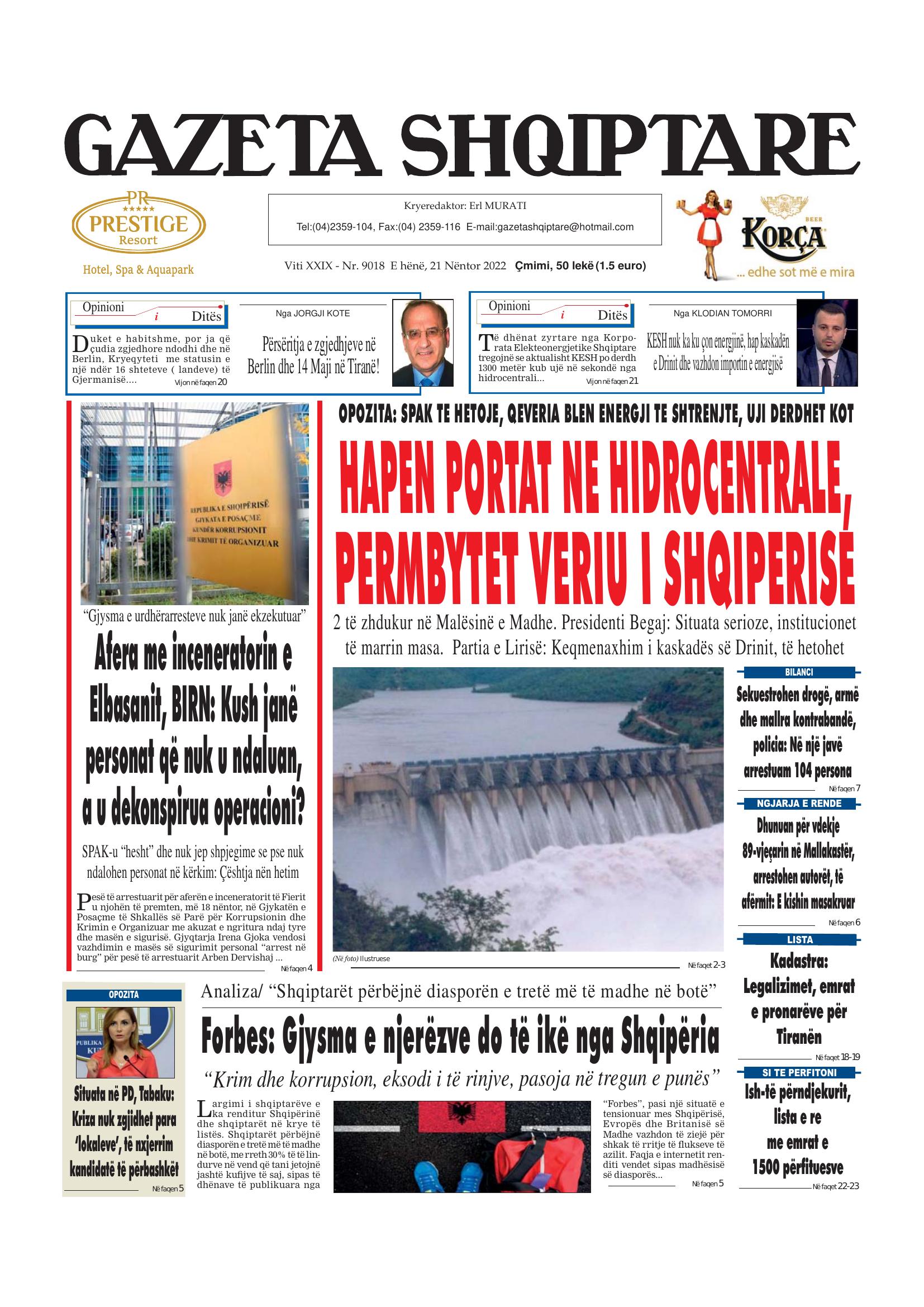 Gazeta Shqiptare 2022-11-21