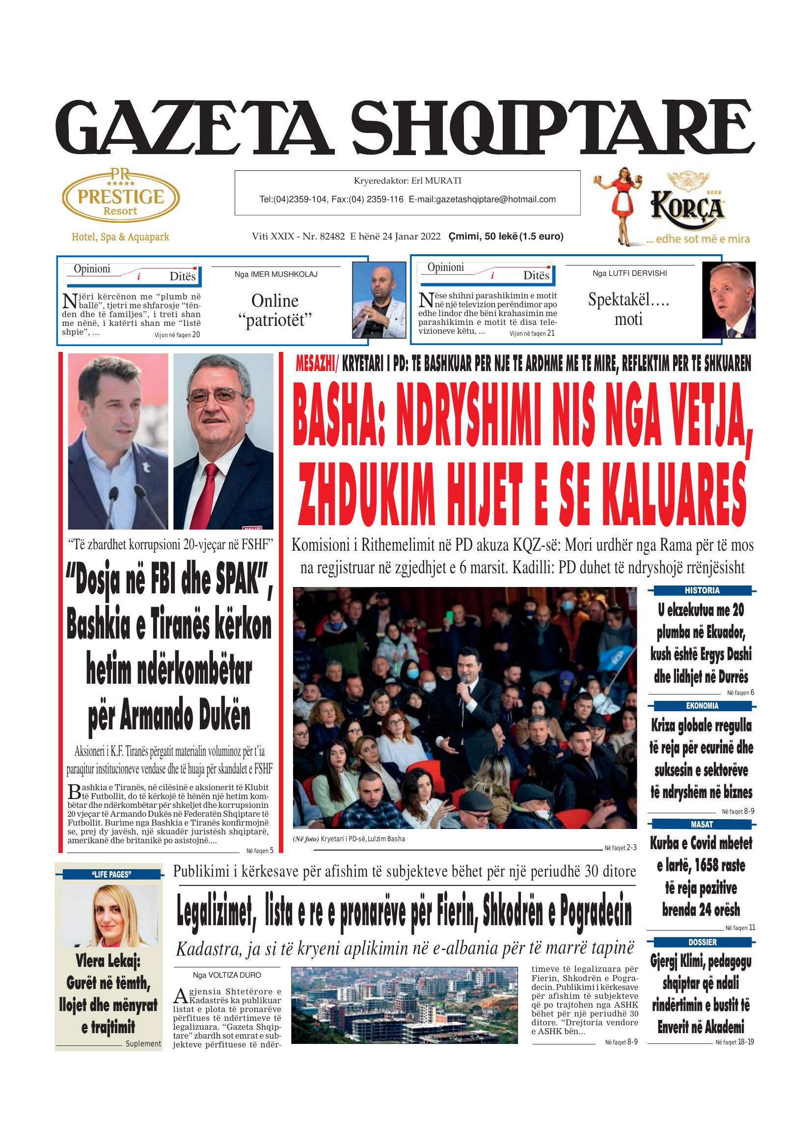 Gazeta Shqiptare 2022-01-24